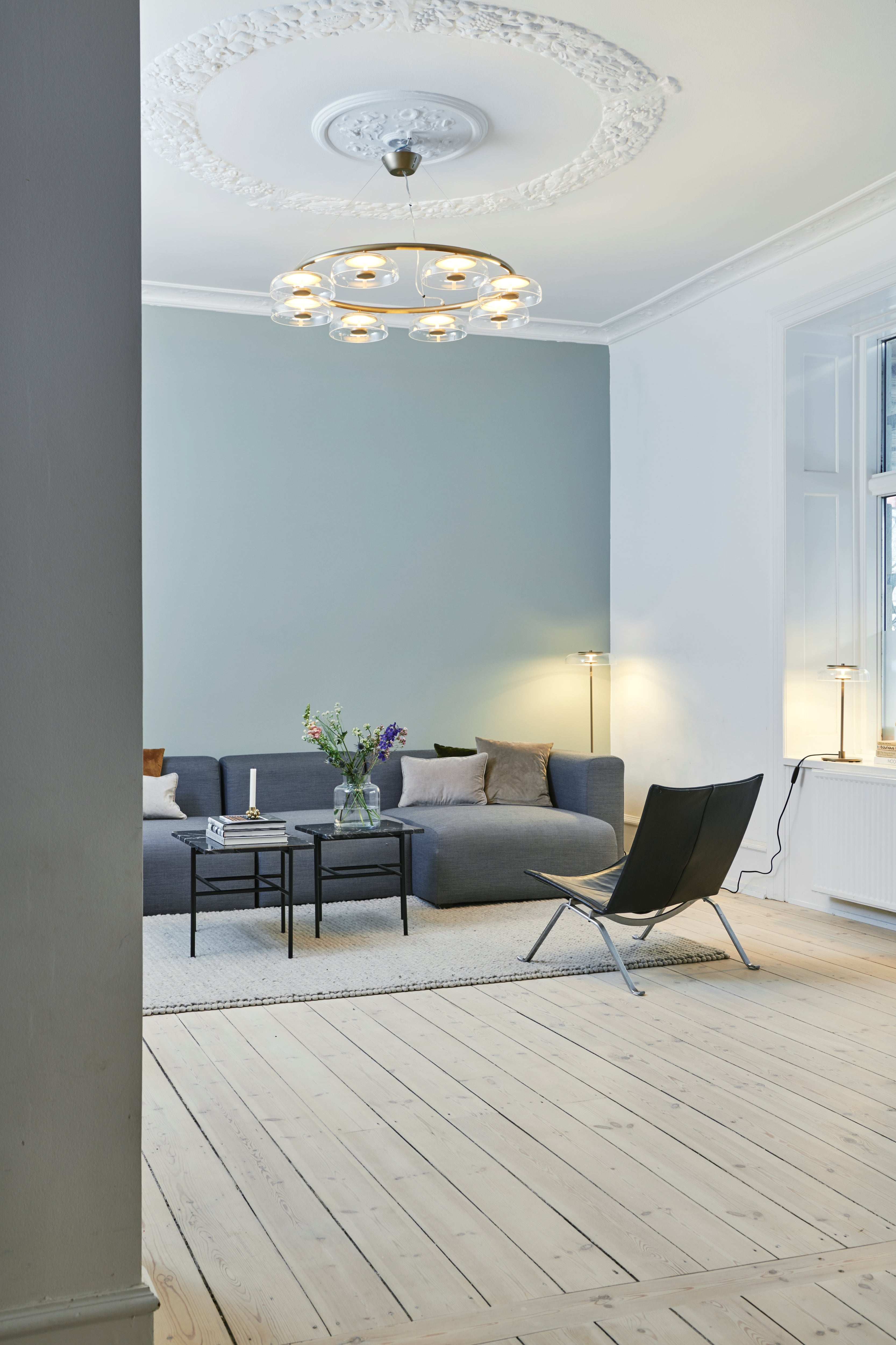 Kroonluchter BLOSSI 8 goud met transparant glas