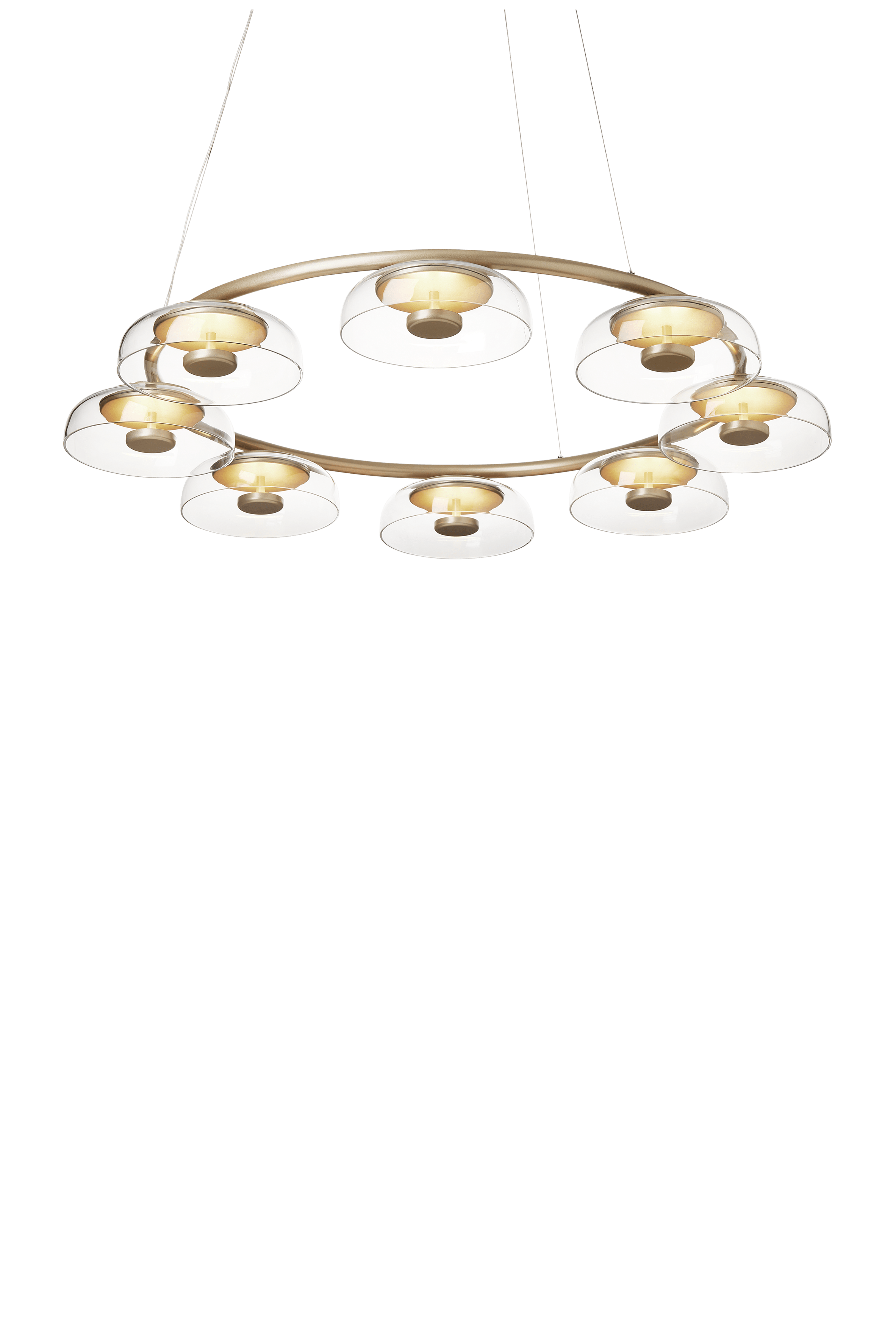 Kroonluchter BLOSSI 8 goud met transparant glas