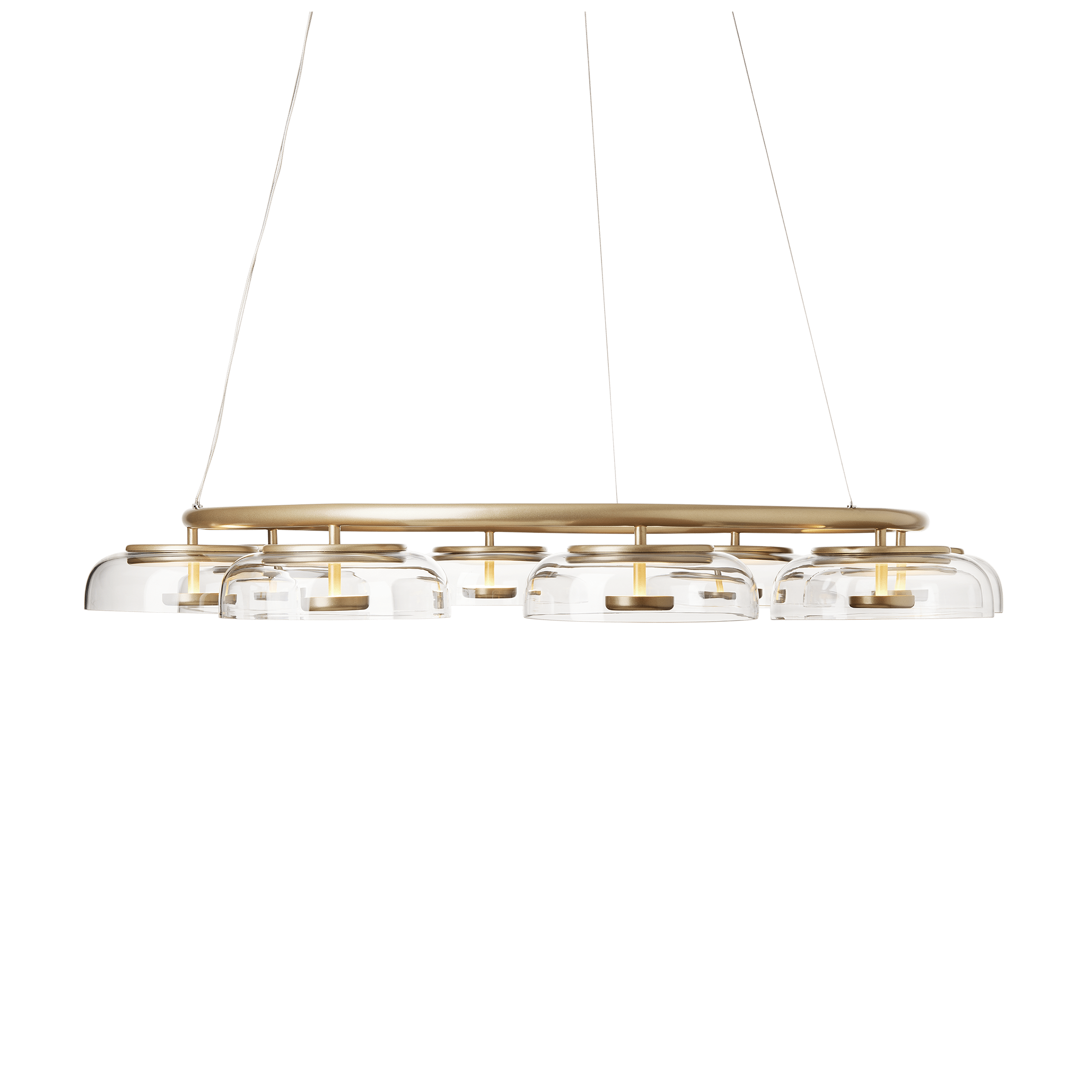 Kroonluchter BLOSSI 8 goud met transparant glas