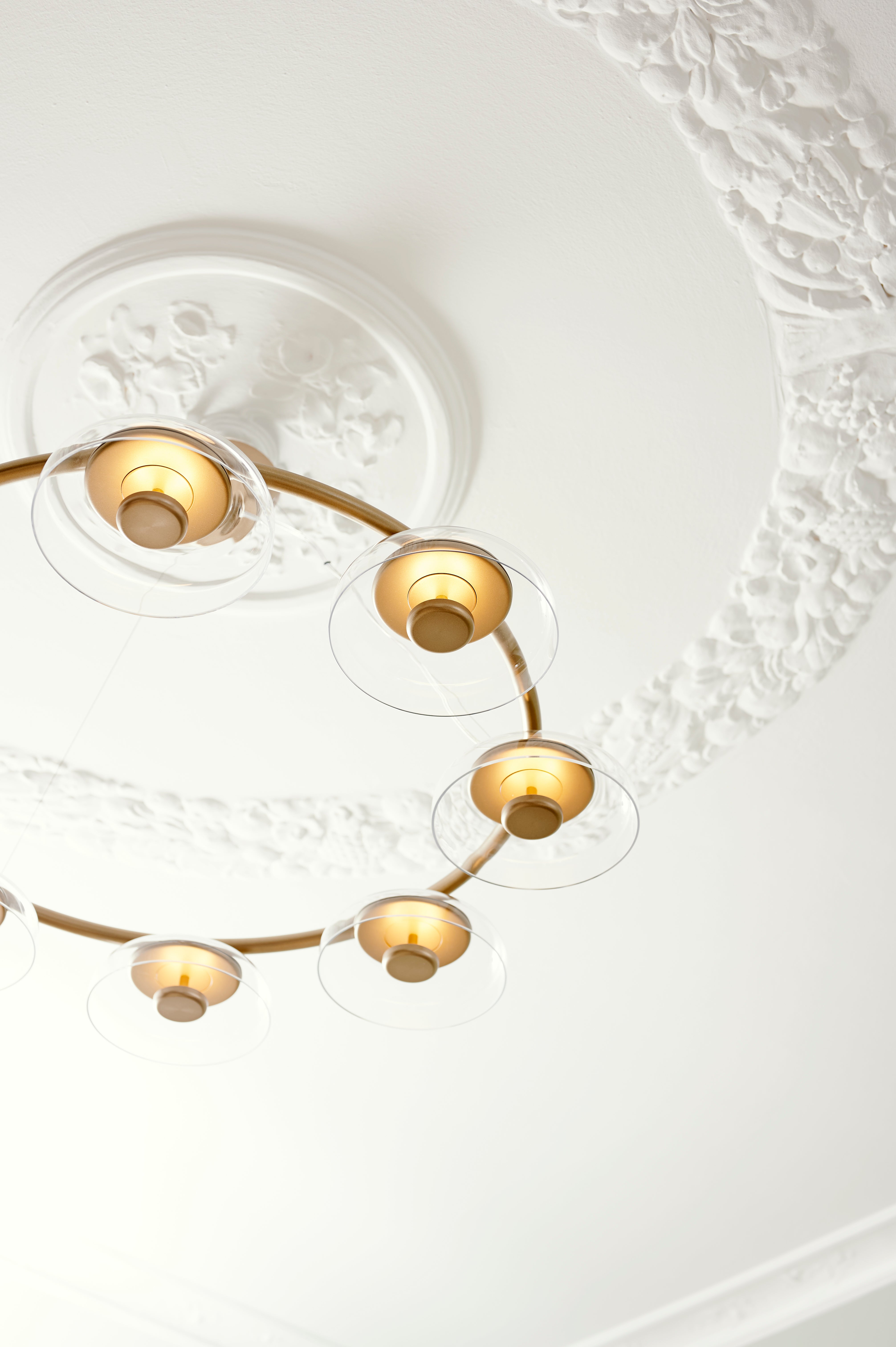 Kroonluchter BLOSSI 8 goud met transparant glas