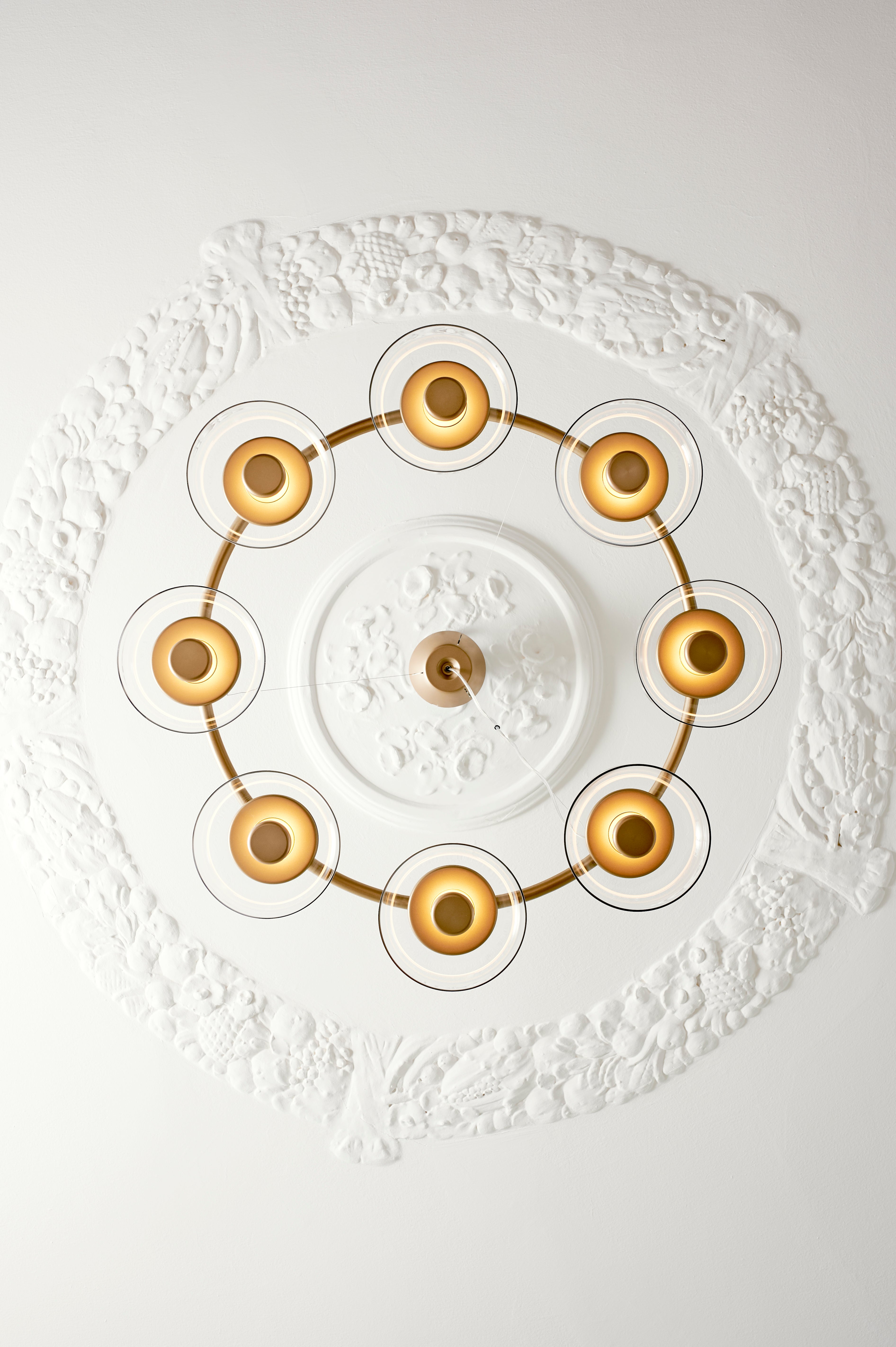 Kroonluchter BLOSSI 8 goud met transparant glas