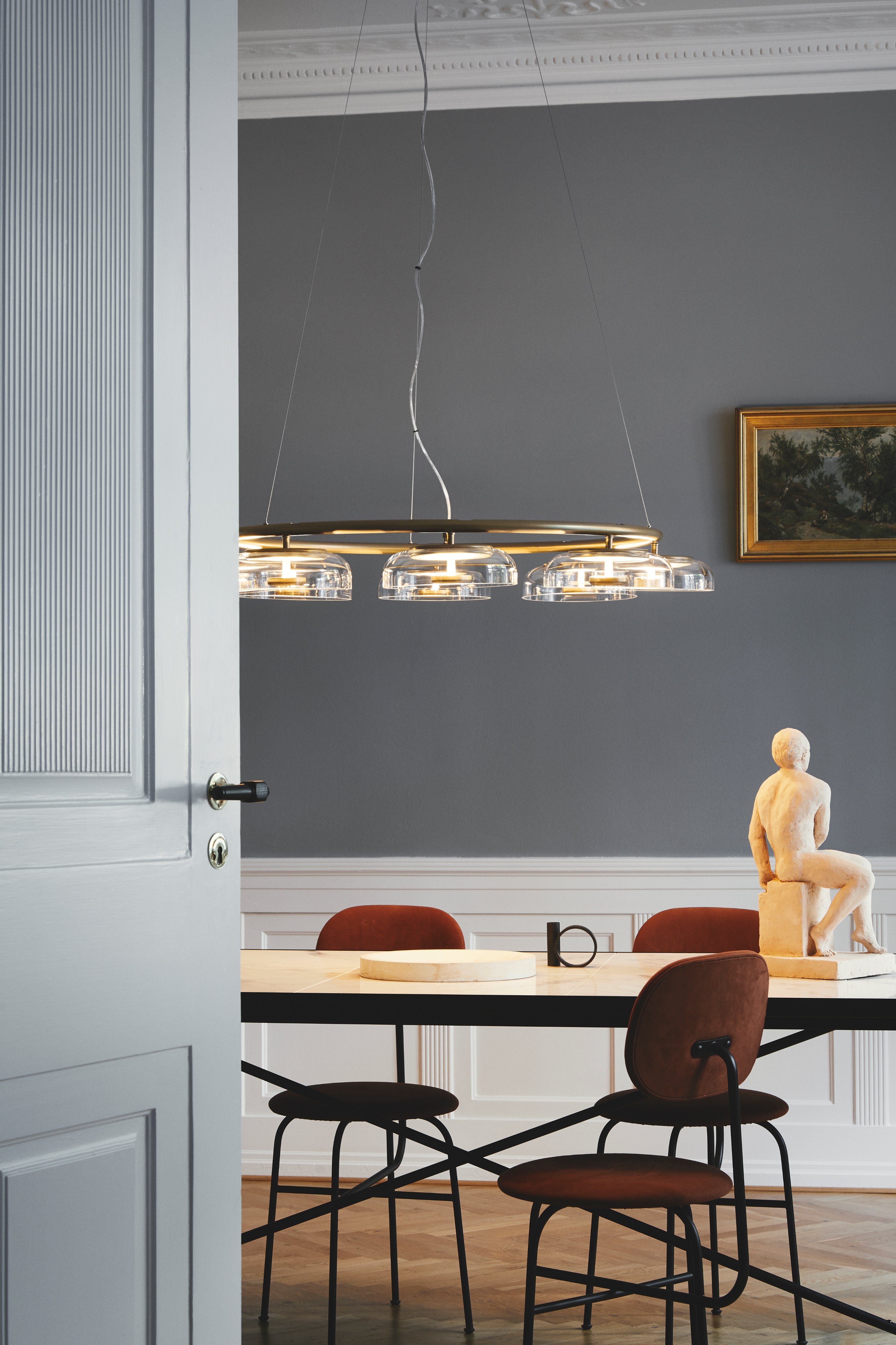 Kroonluchter BLOSSI 8 goud met transparant glas