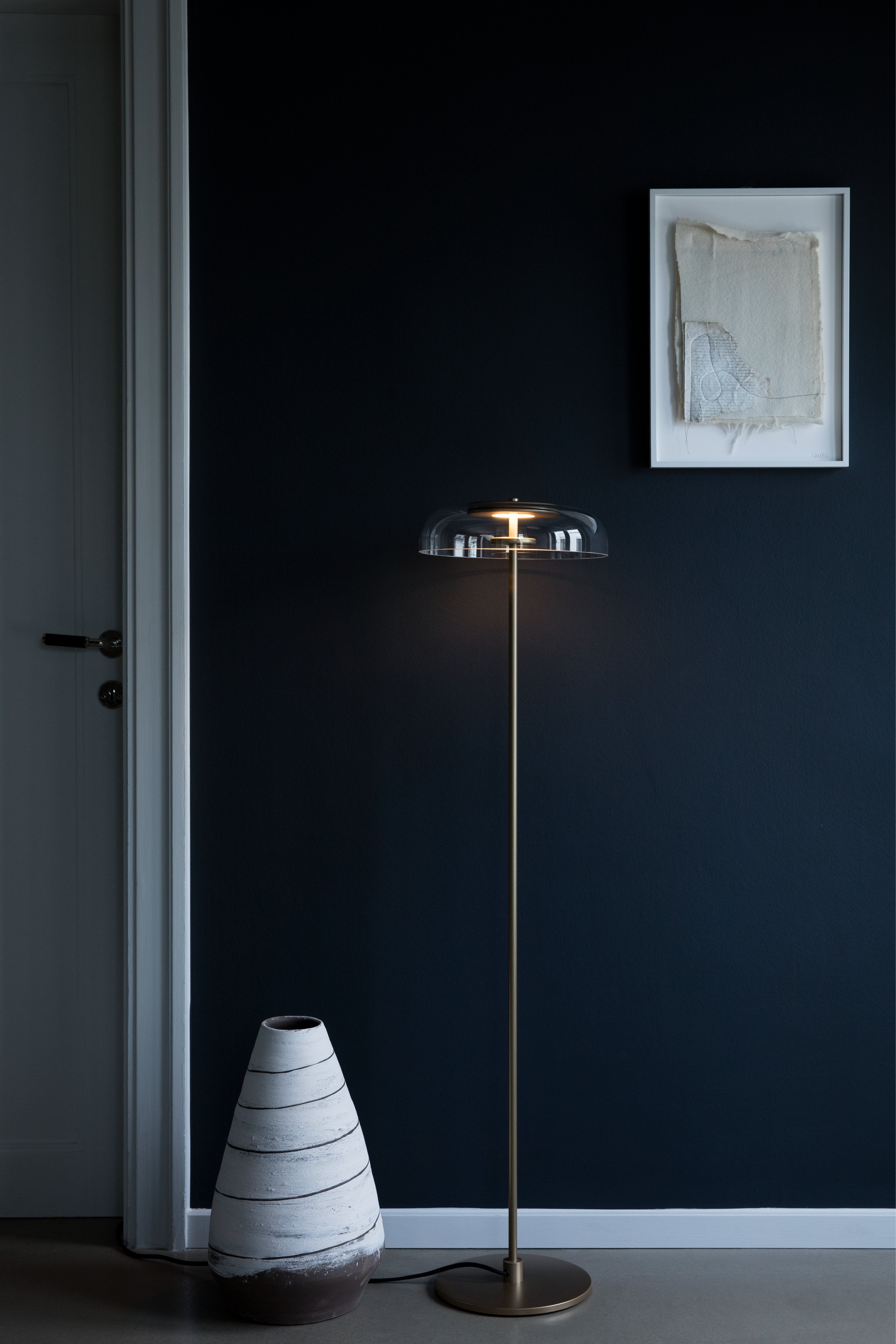Vloerlamp BLOSSI goud met transparant glas
