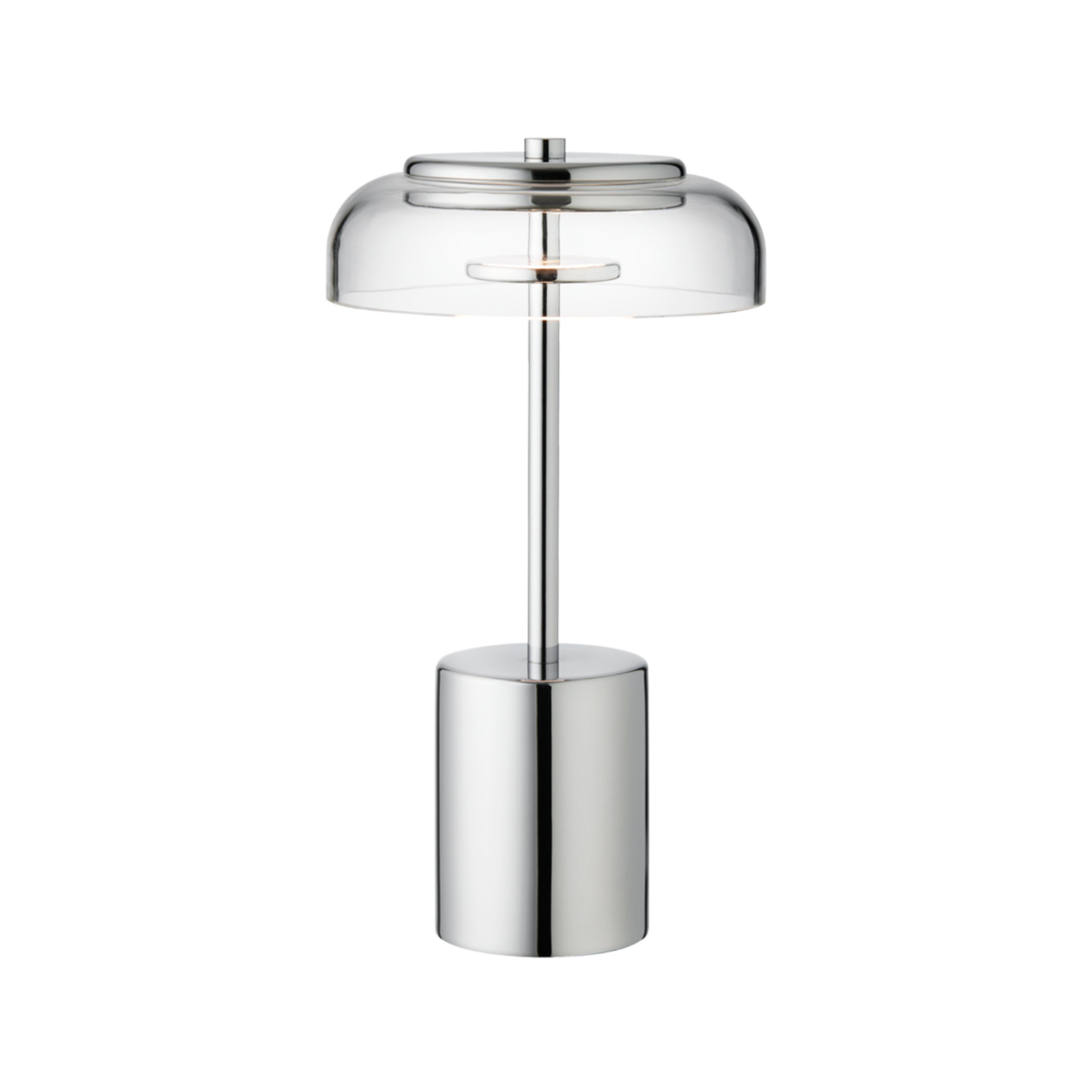 Draagbare lamp BLOSSI zilver met transparant glas