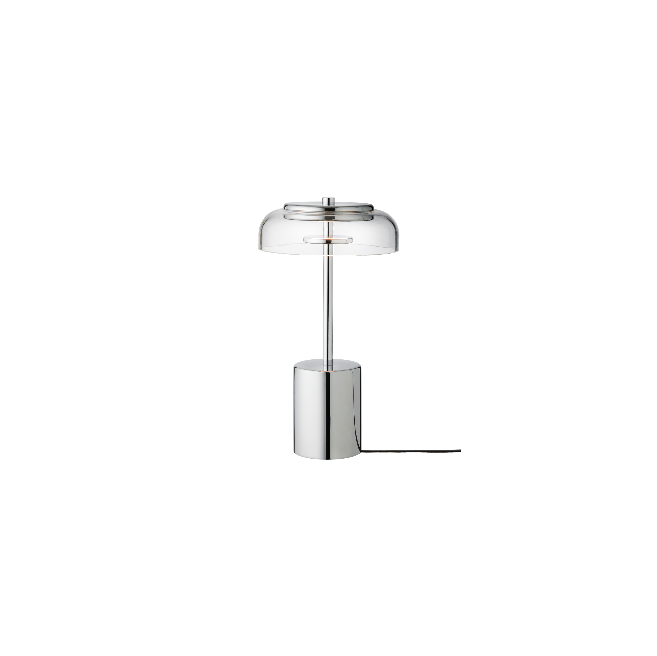 Draagbare lamp BLOSSI zilver met transparant glas