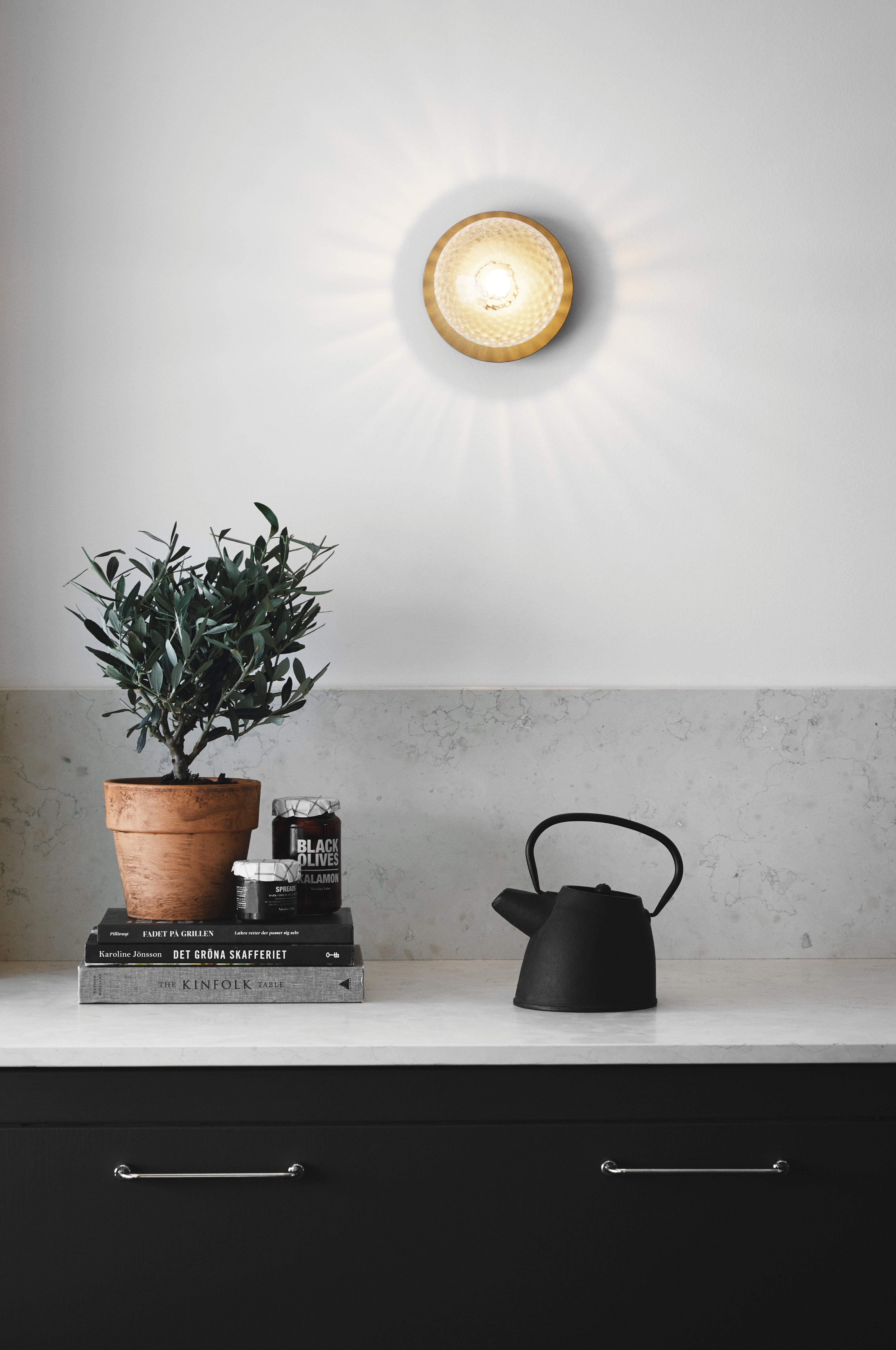 Inbouw wandlamp LIILA goud met transparant glas