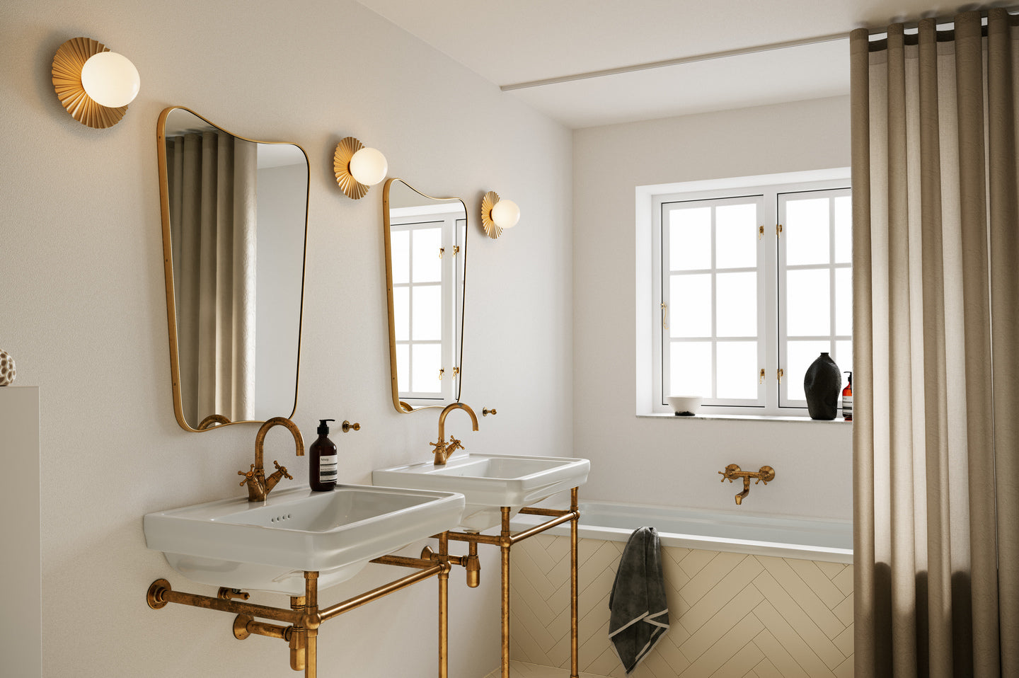Wandleuchte LIILA MUUSE gold mit opalem Glas