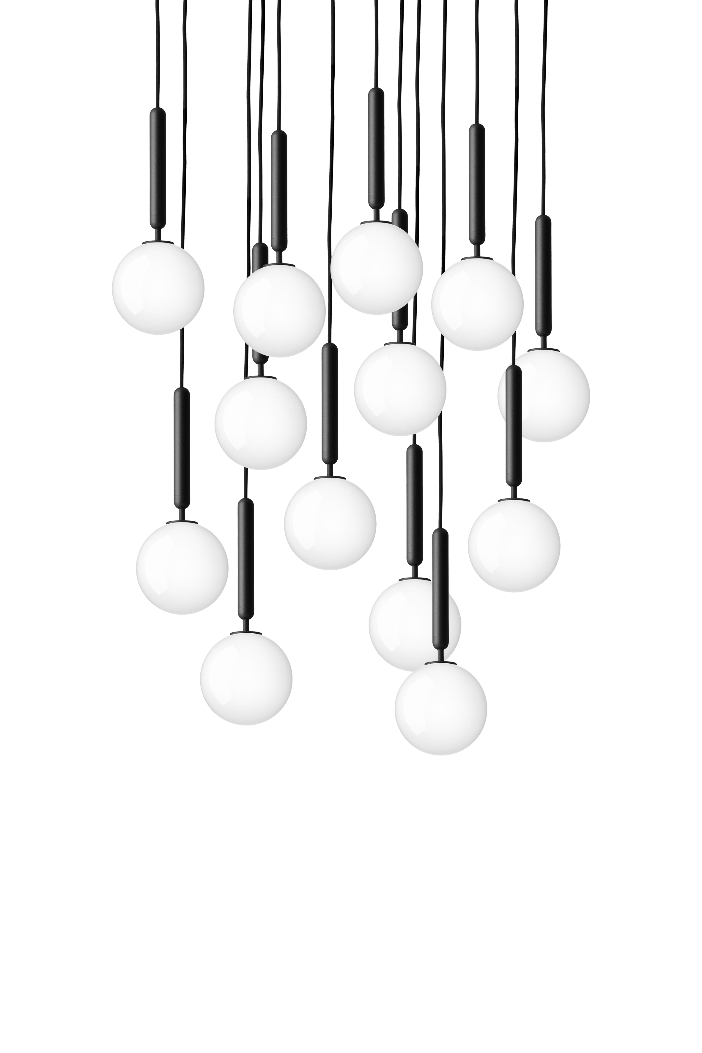 Pendelleuchte MIIRA 13 graphit mit opalem Glas