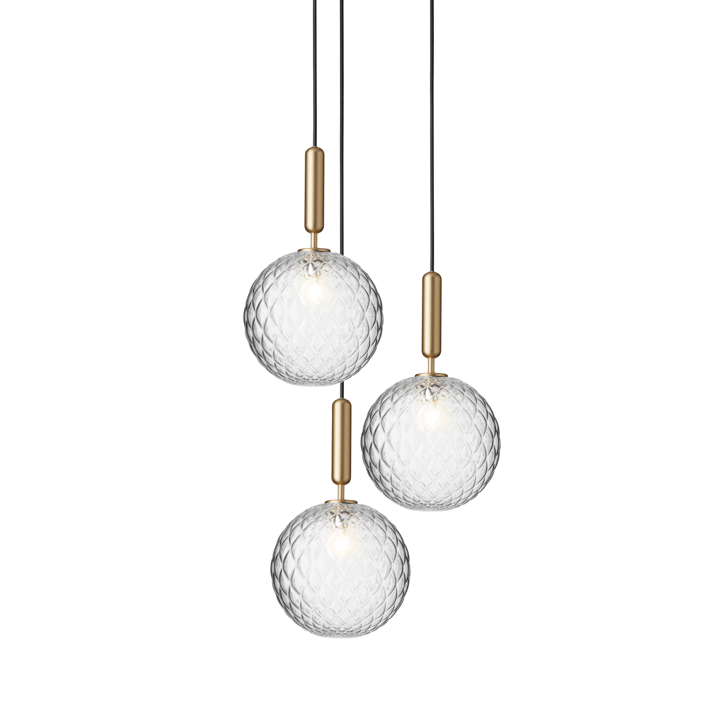 MIIRA Pendant Lamp 3 Brass with Transparent Glass