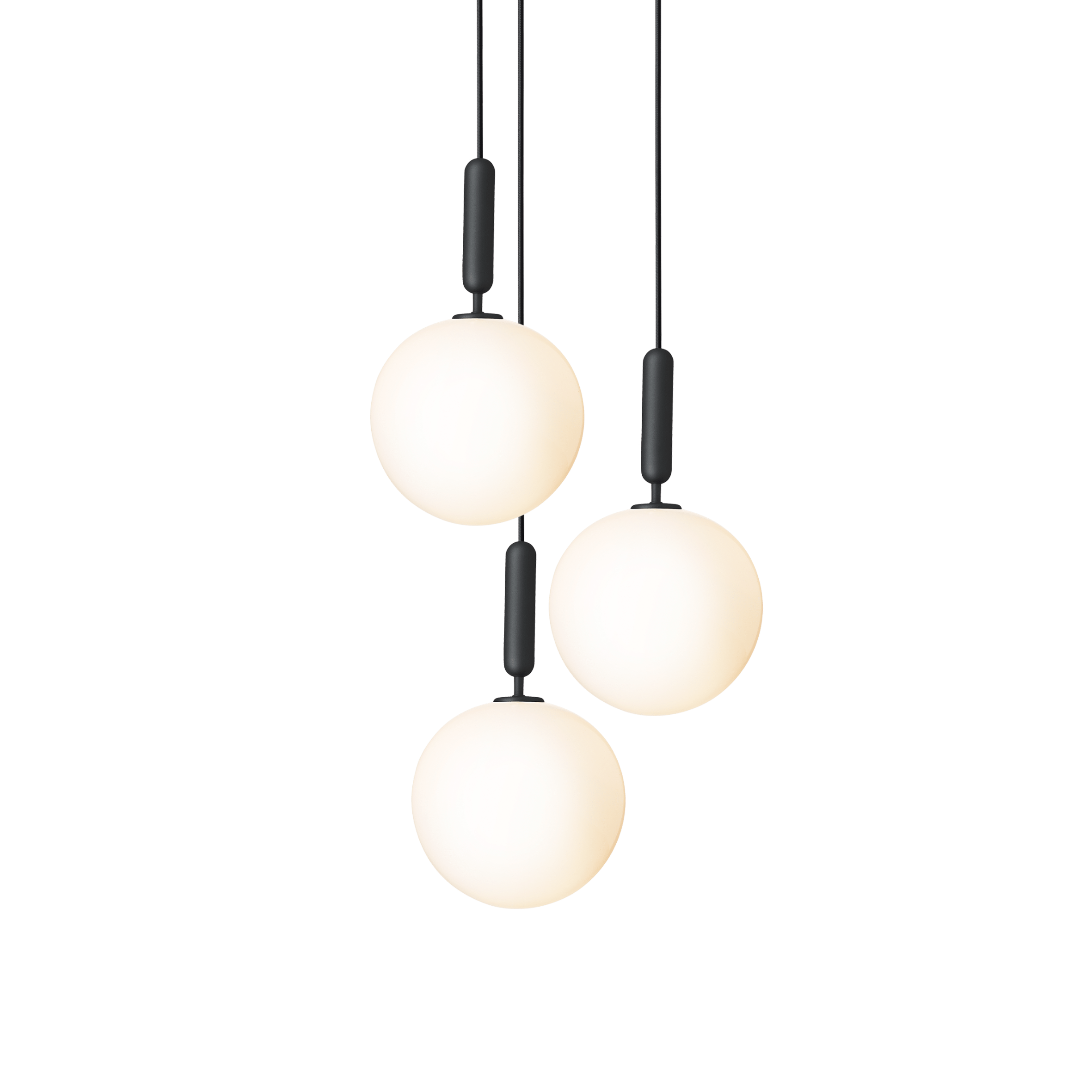 Pendelleuchte MIIRA 3 grafit mit opalem Glas