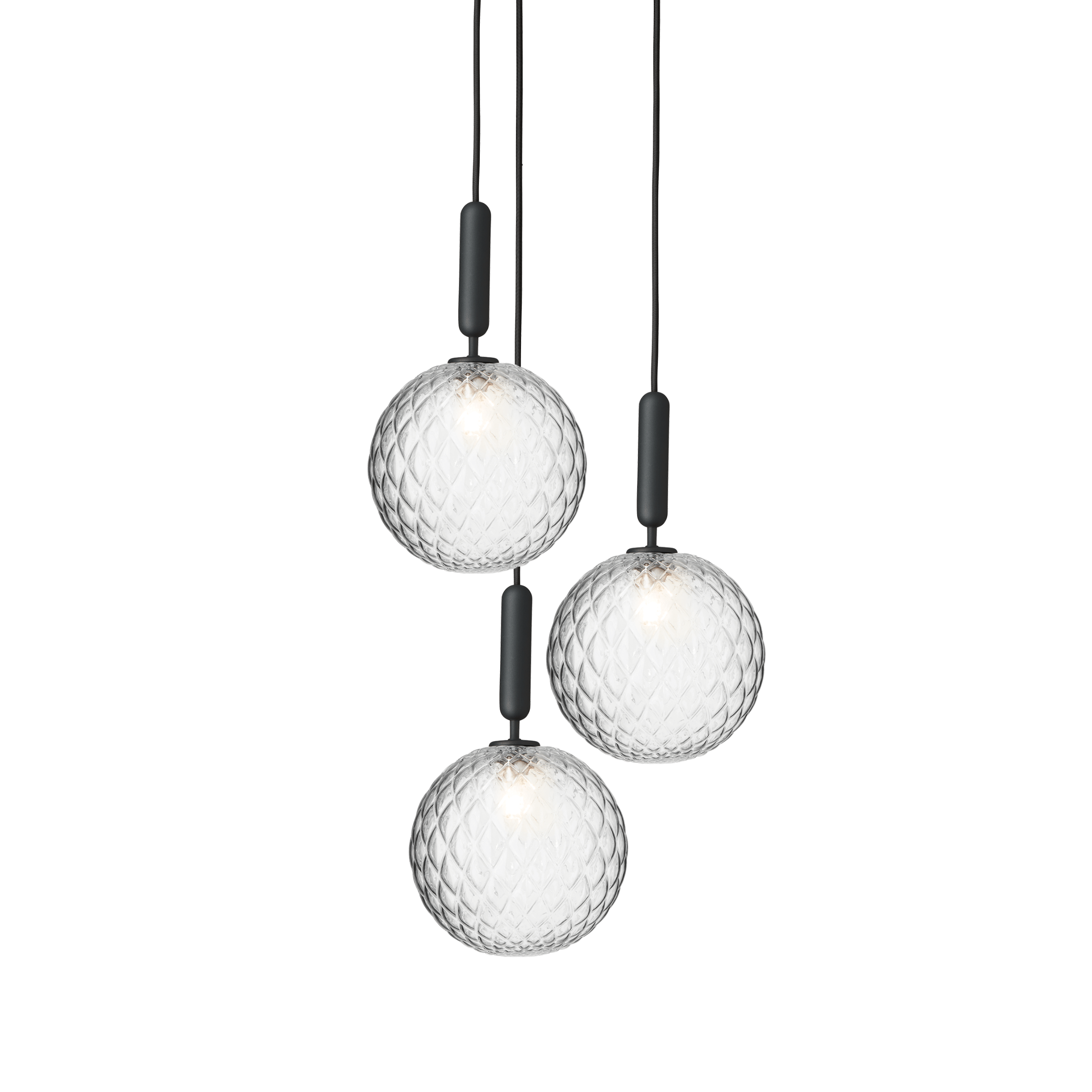 Pendelleuchte MIIRA 3 grafit mit transparentem Glas