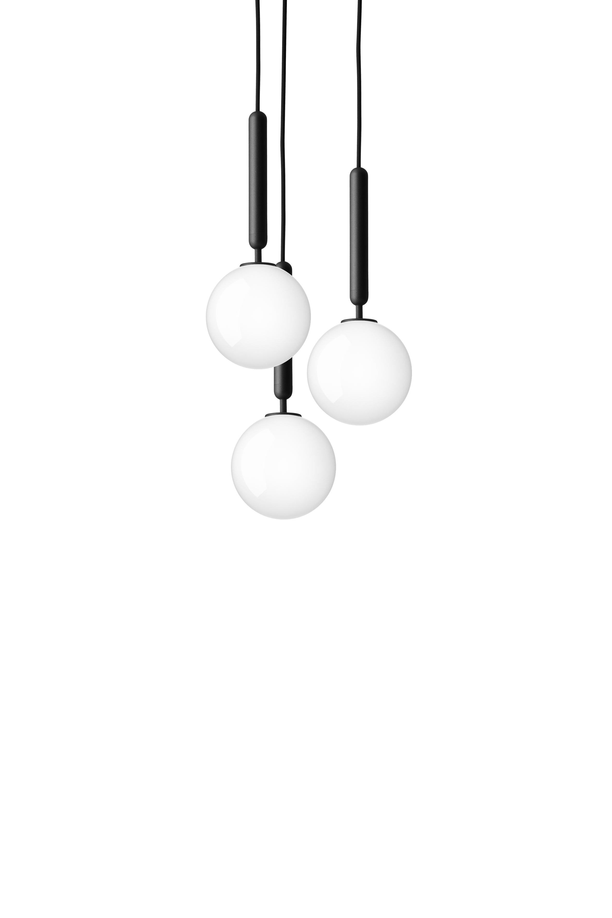 Pendelleuchte MIIRA 3 grafit mit opalem Glas