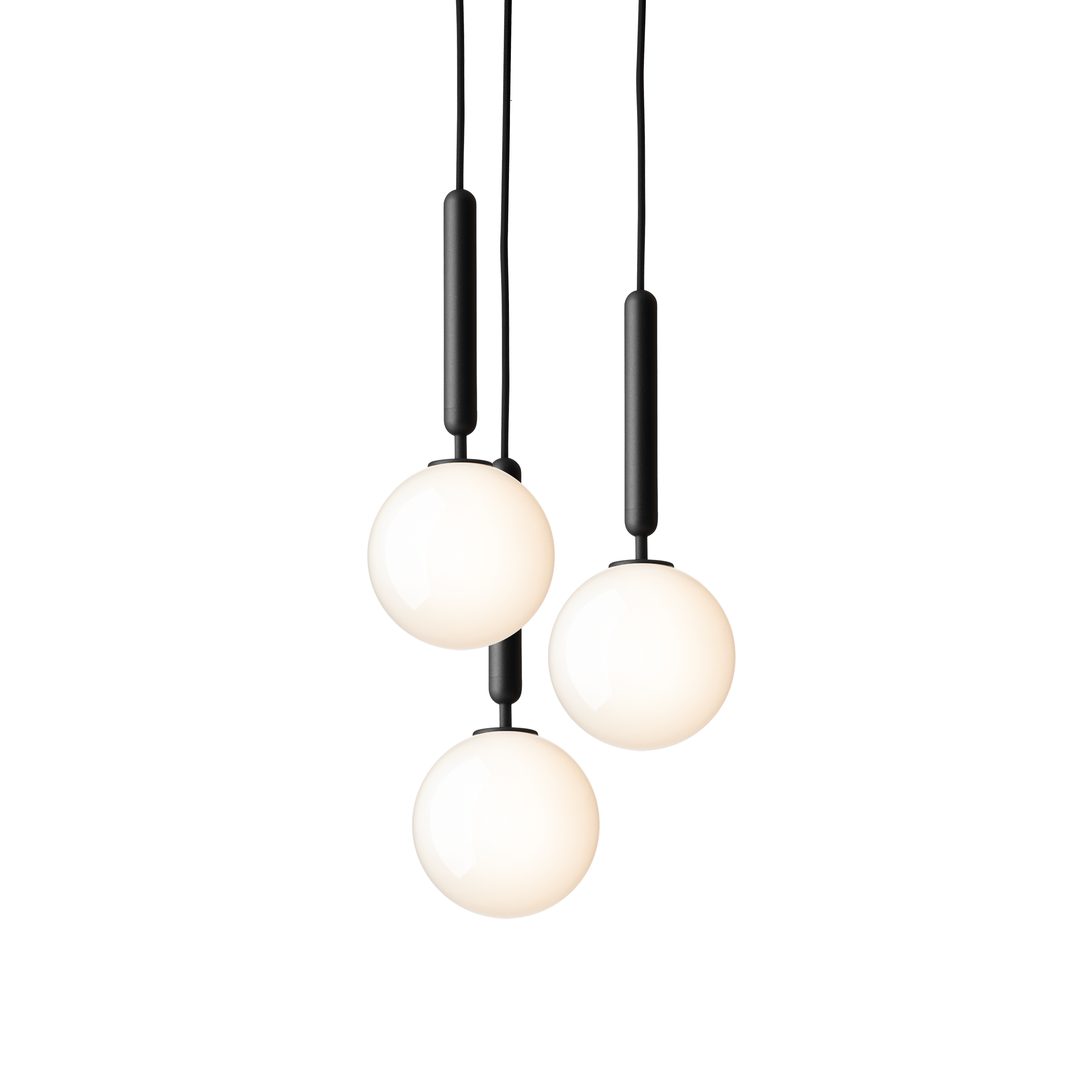 Pendelleuchte MIIRA 3 grafit mit opalem Glas