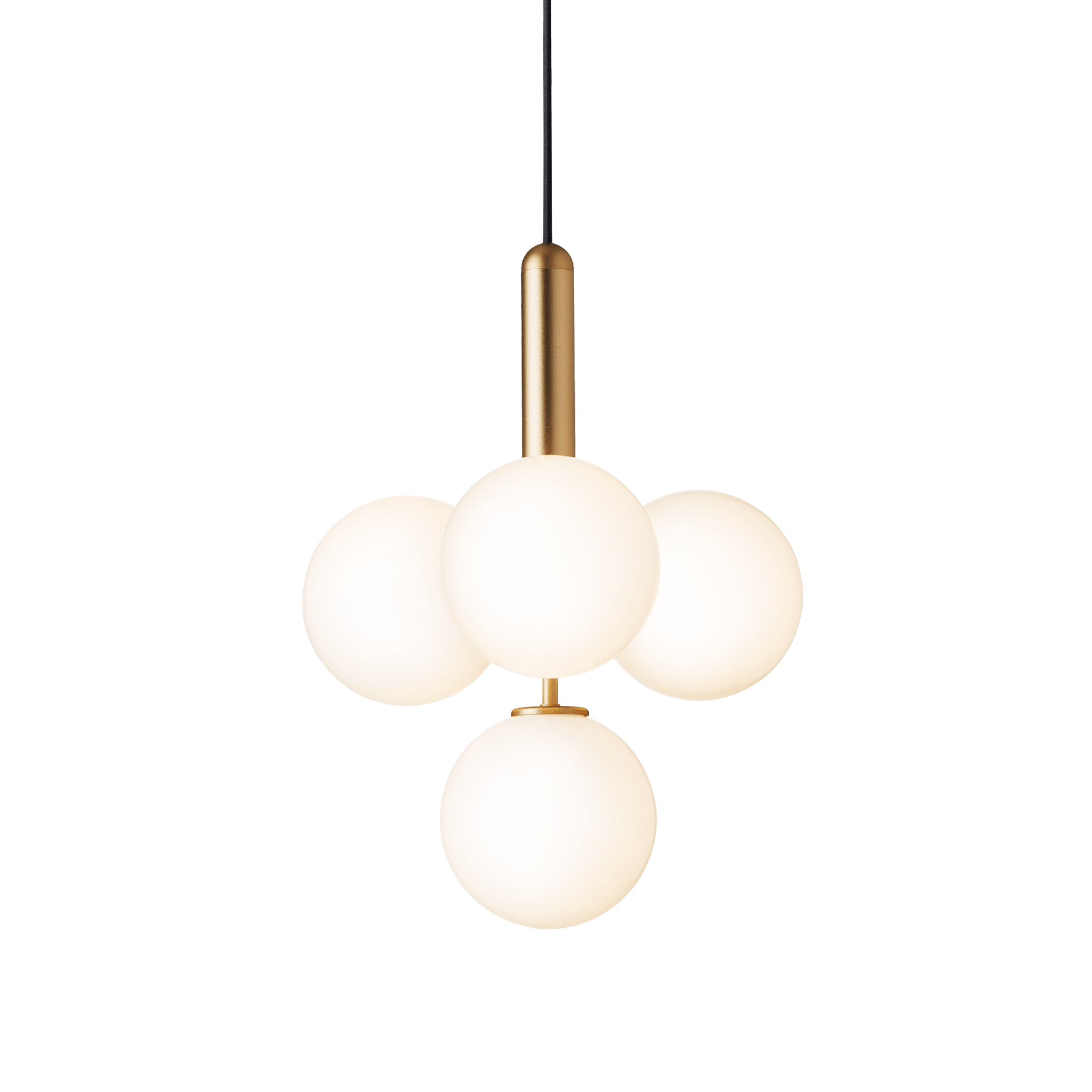 Lampa wisząca MIIRA 4 mosiężny z opalowym szkłem – Nuura