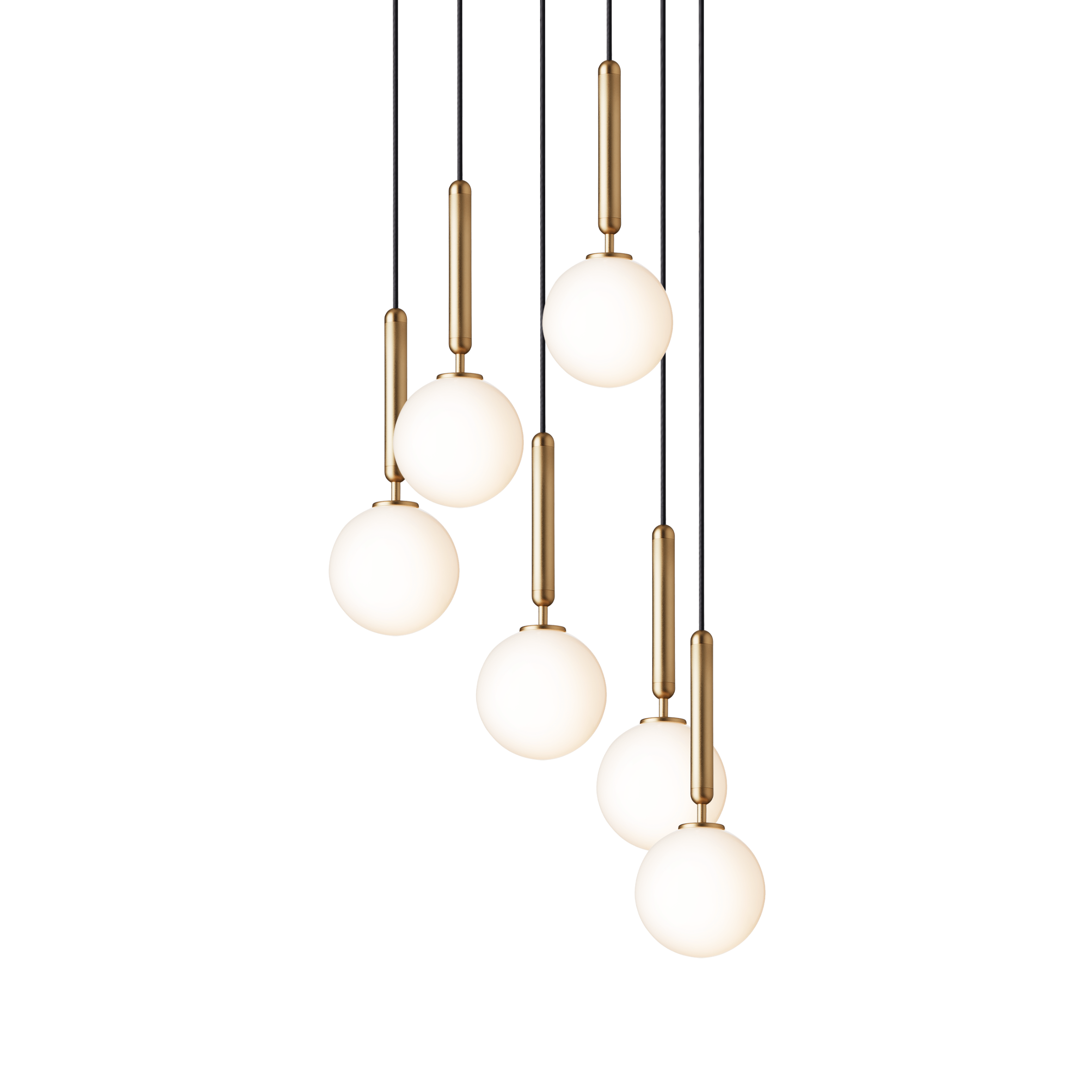Lampa wisząca MIIRA 6 mosiężny z opalowym szkłem – Nuura
