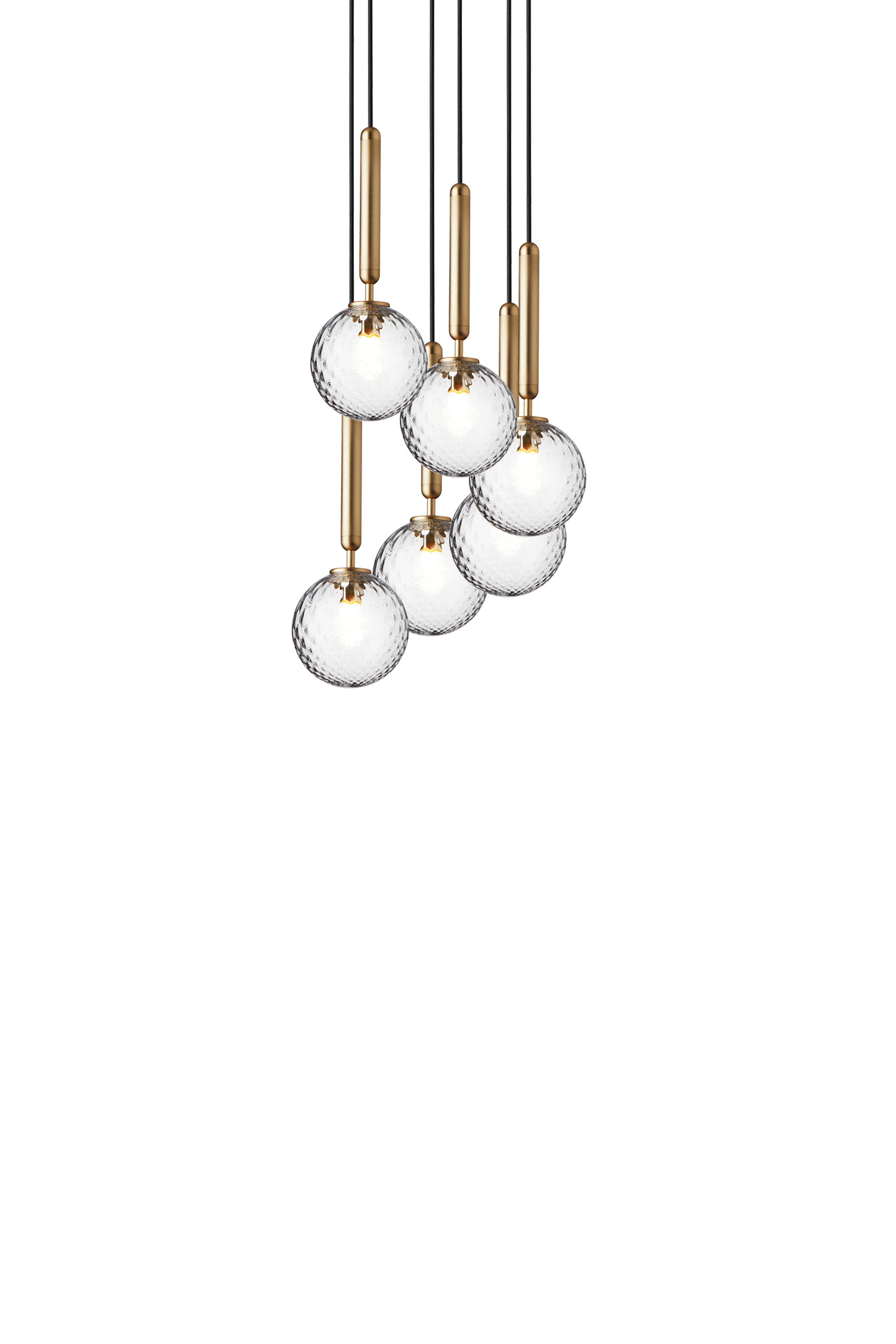 Pendelleuchte MIIRA 6 messing mit transparentem Glas