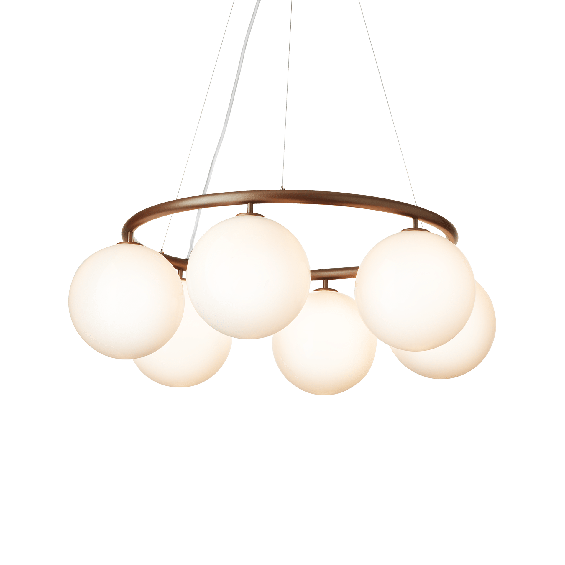 Lampa wisząca MIIRA 6 CIRCULAR ciemnobrązowy z opalowym szkłem – Nuura