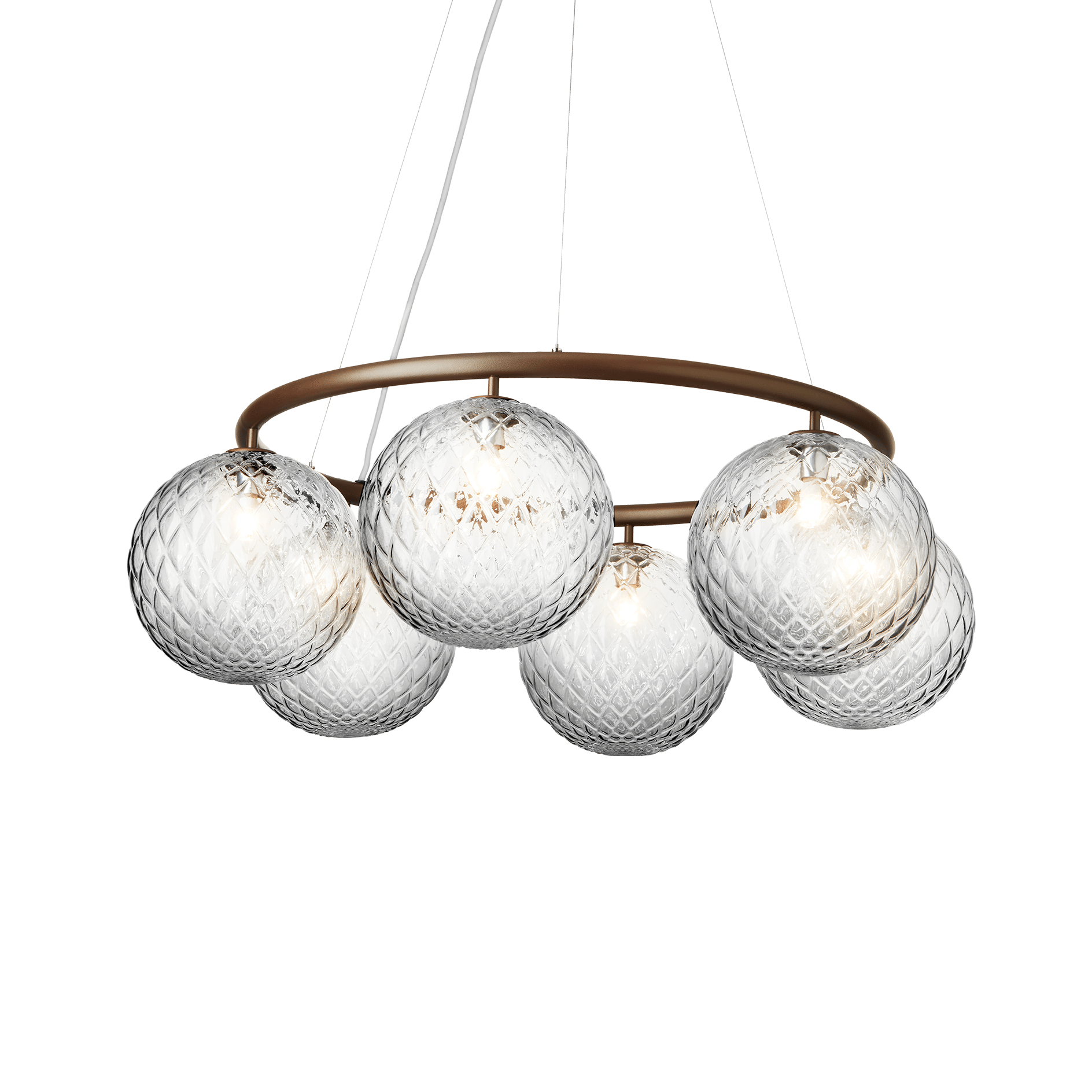 Pendelleuchte MIIRA 6 CIRCULAR dunkelbraun mit transparentem Glas