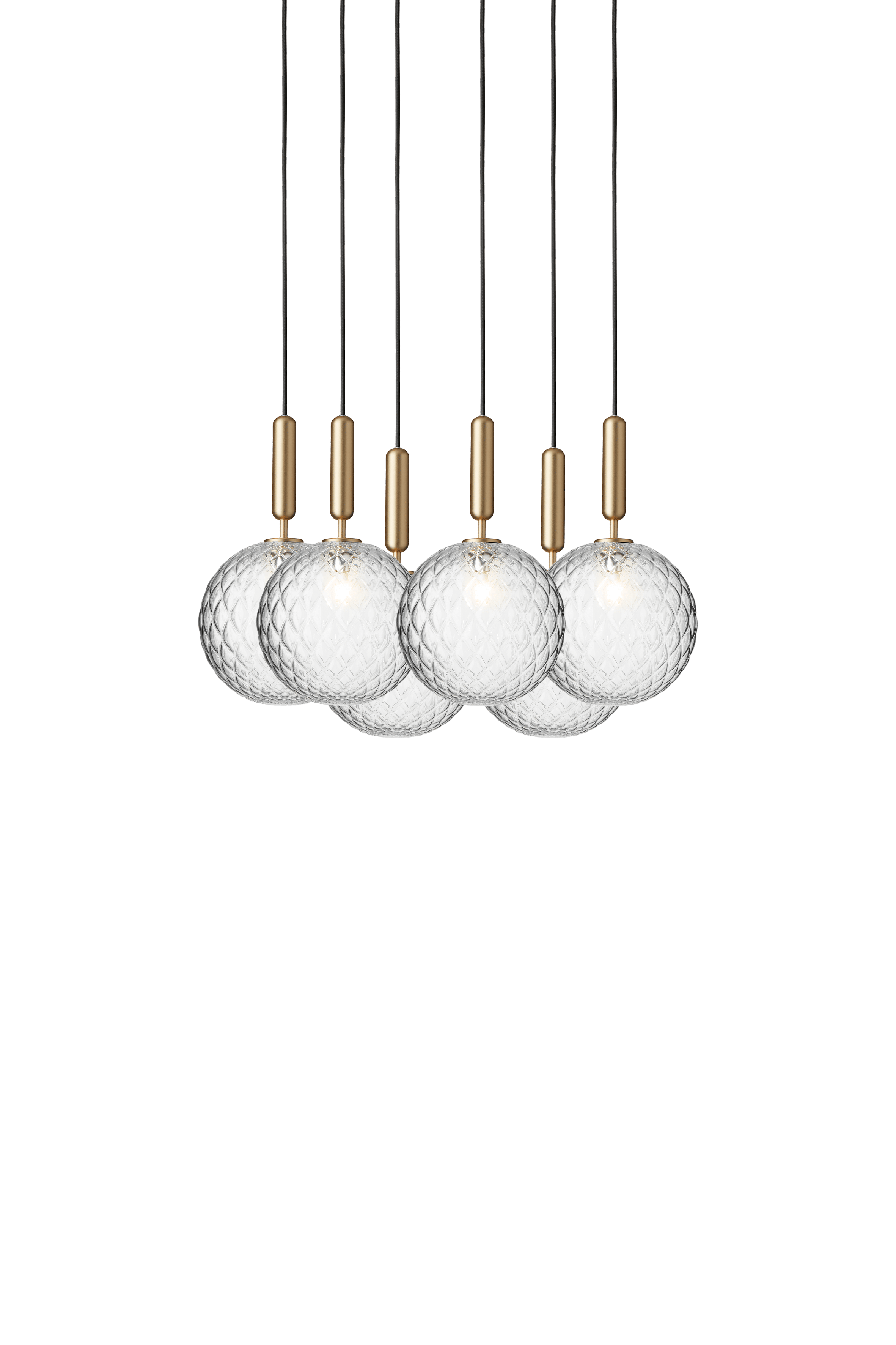 Pendelleuchte MIIRA 6 messing mit transparentem Glas