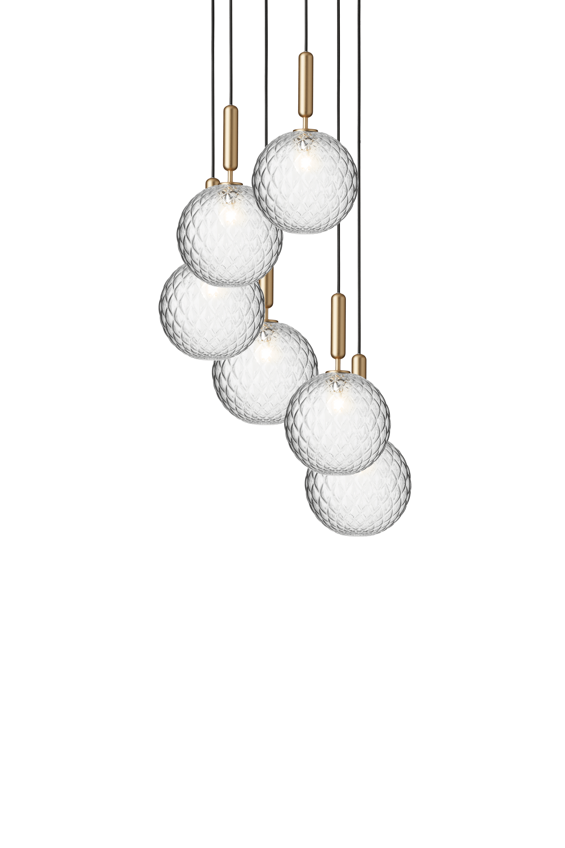 Pendelleuchte MIIRA 6 messing mit transparentem Glas