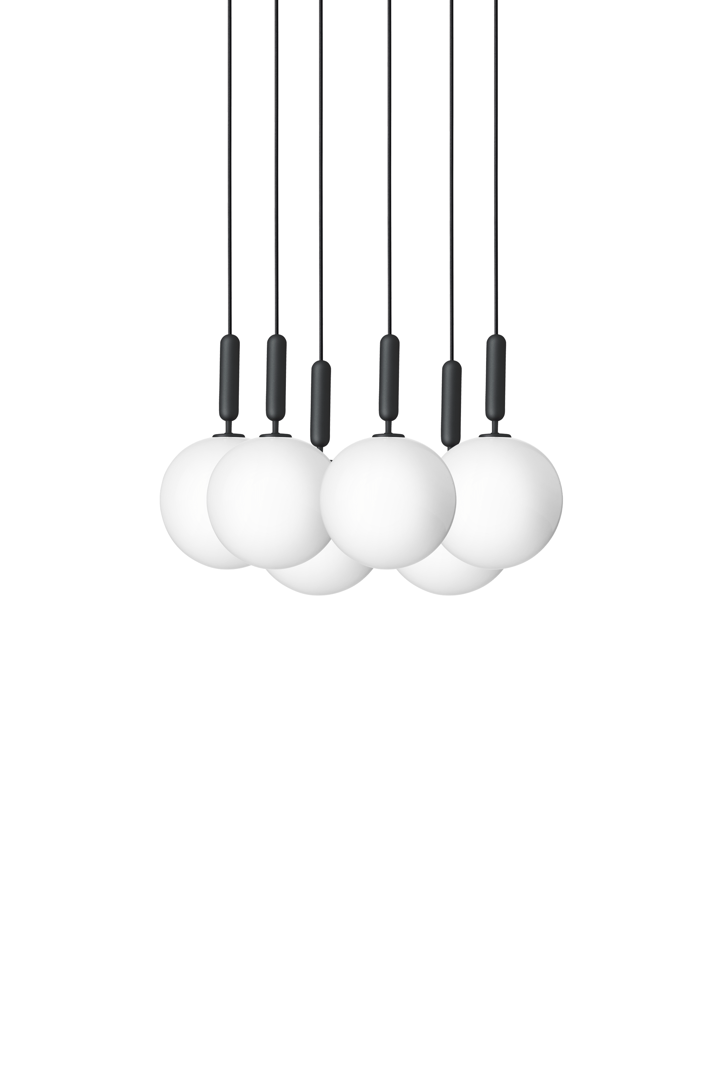 Lampa wisząca MIIRA 6 grafitowy z opalowym szkłem – Nuura
