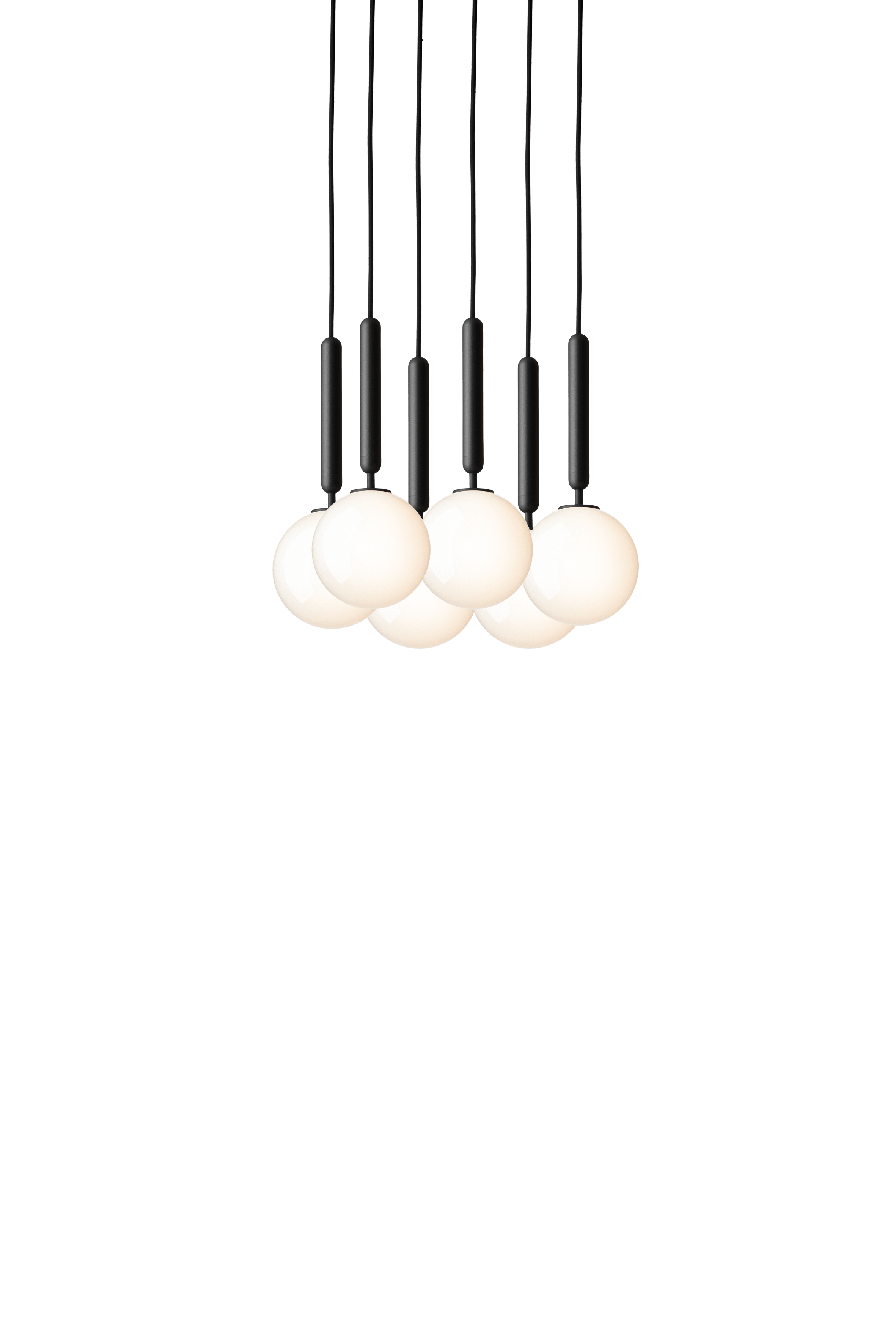 Lampa wisząca MIIRA 6 grafitowy z opalowym szkłem – Nuura