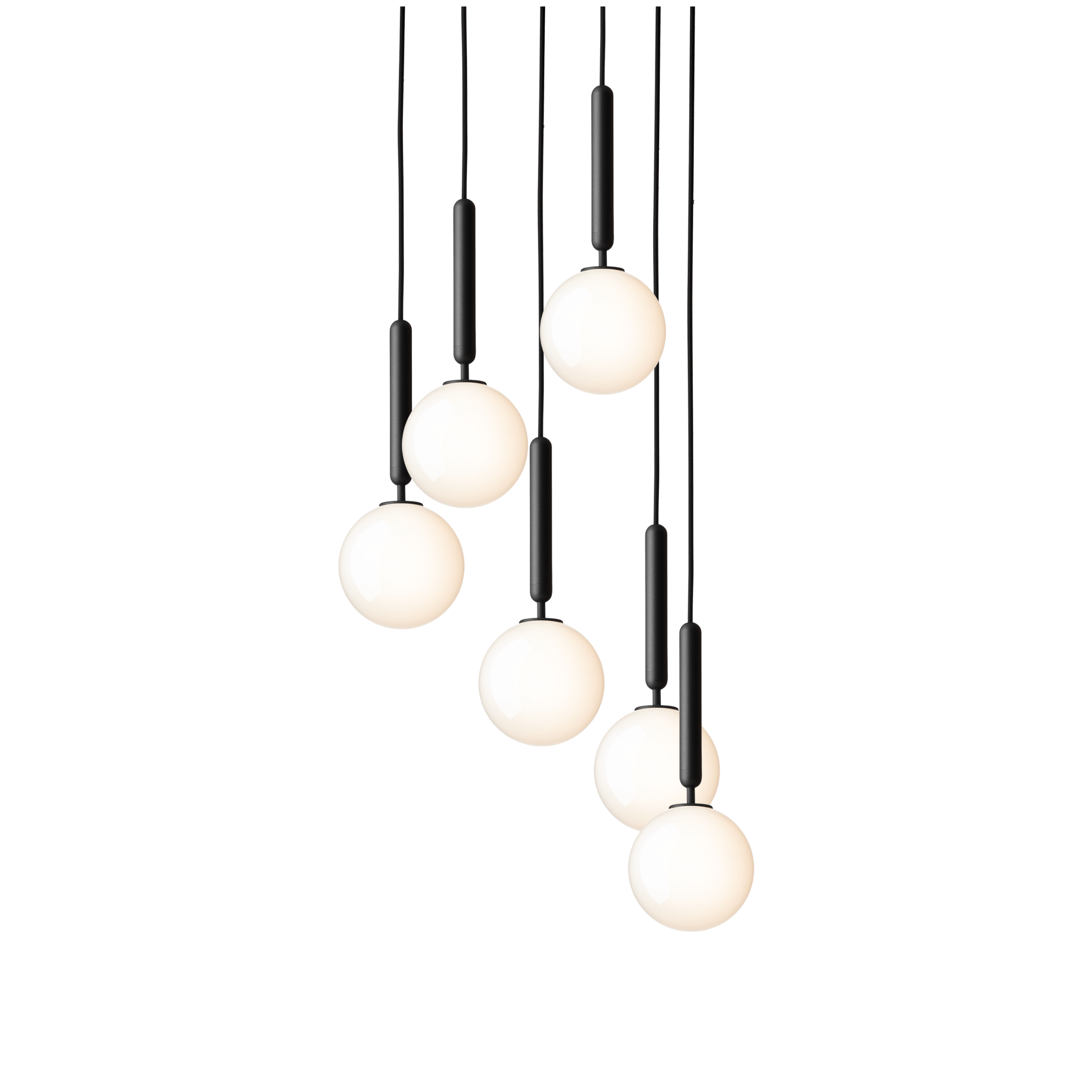 Lampa wisząca MIIRA 6 grafitowy z opalowym szkłem – Nuura