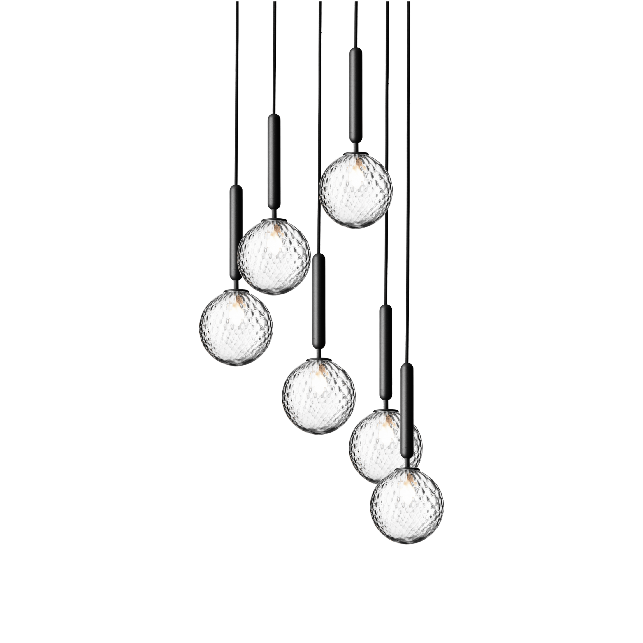 Lampa wisząca MIIRA 6 grafitowy z transparentnym szkłem – Nuura