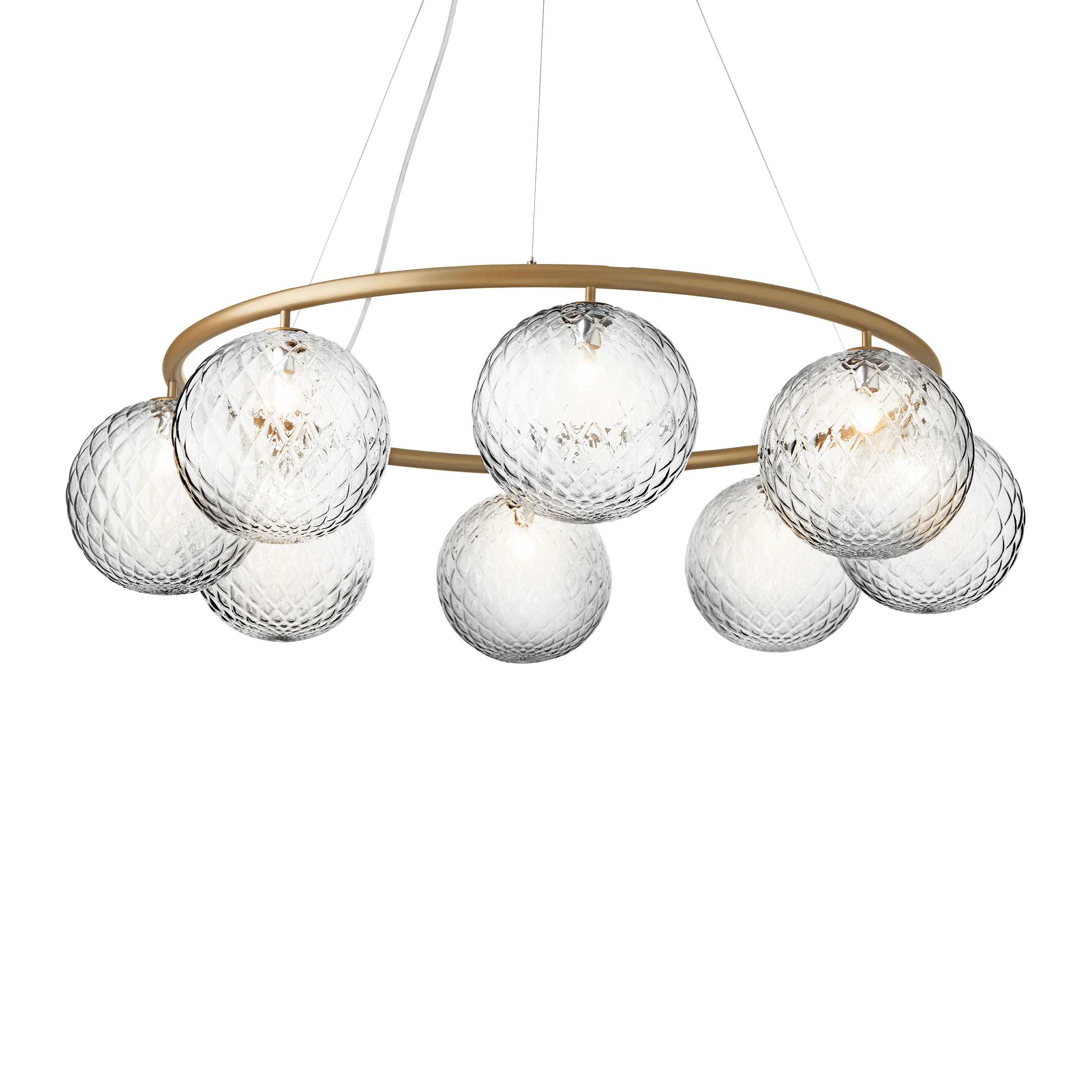 Hanglamp MIIRA 8 CIRCULAR messing met transparant glas