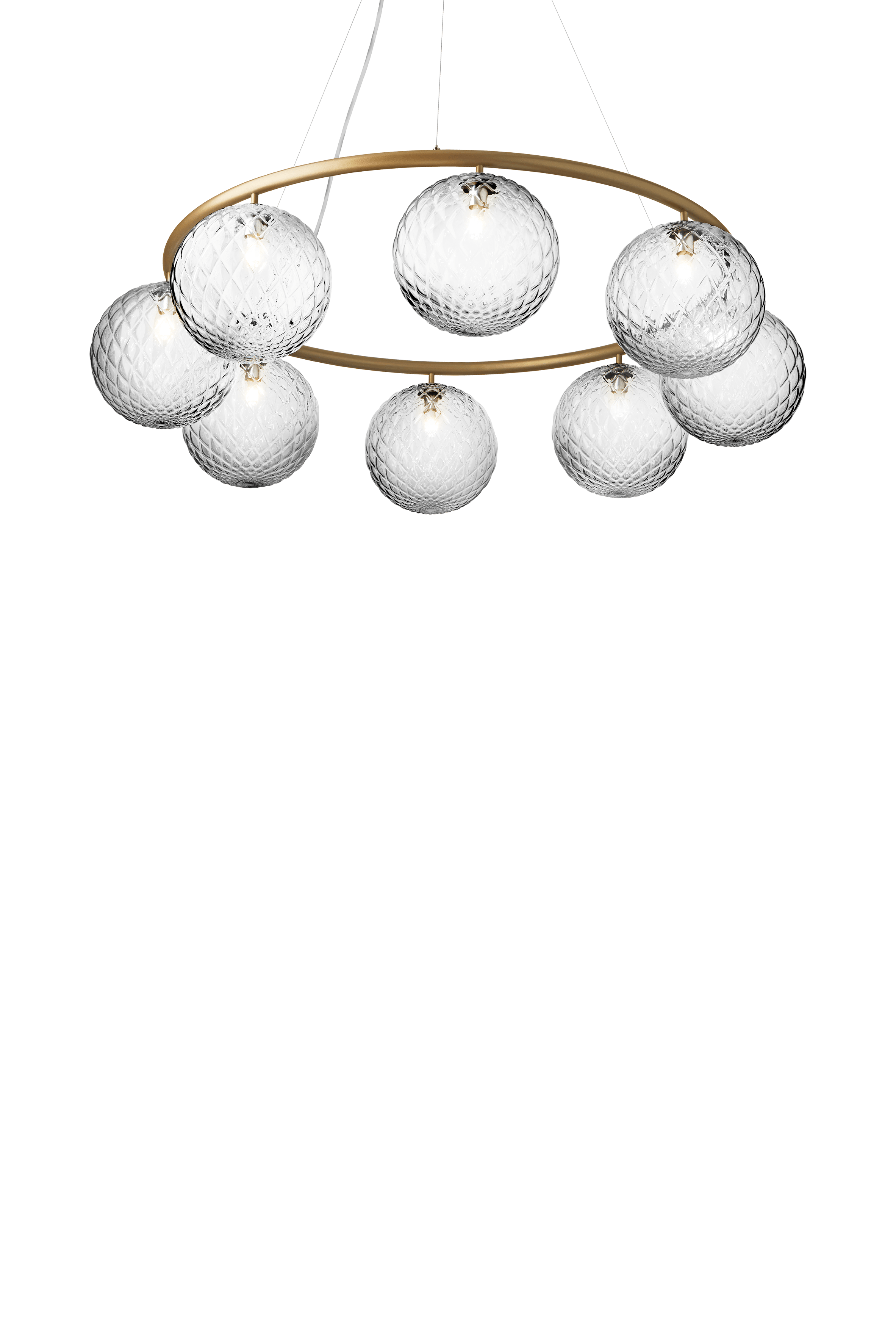 Hanglamp MIIRA 8 CIRCULAR messing met transparant glas