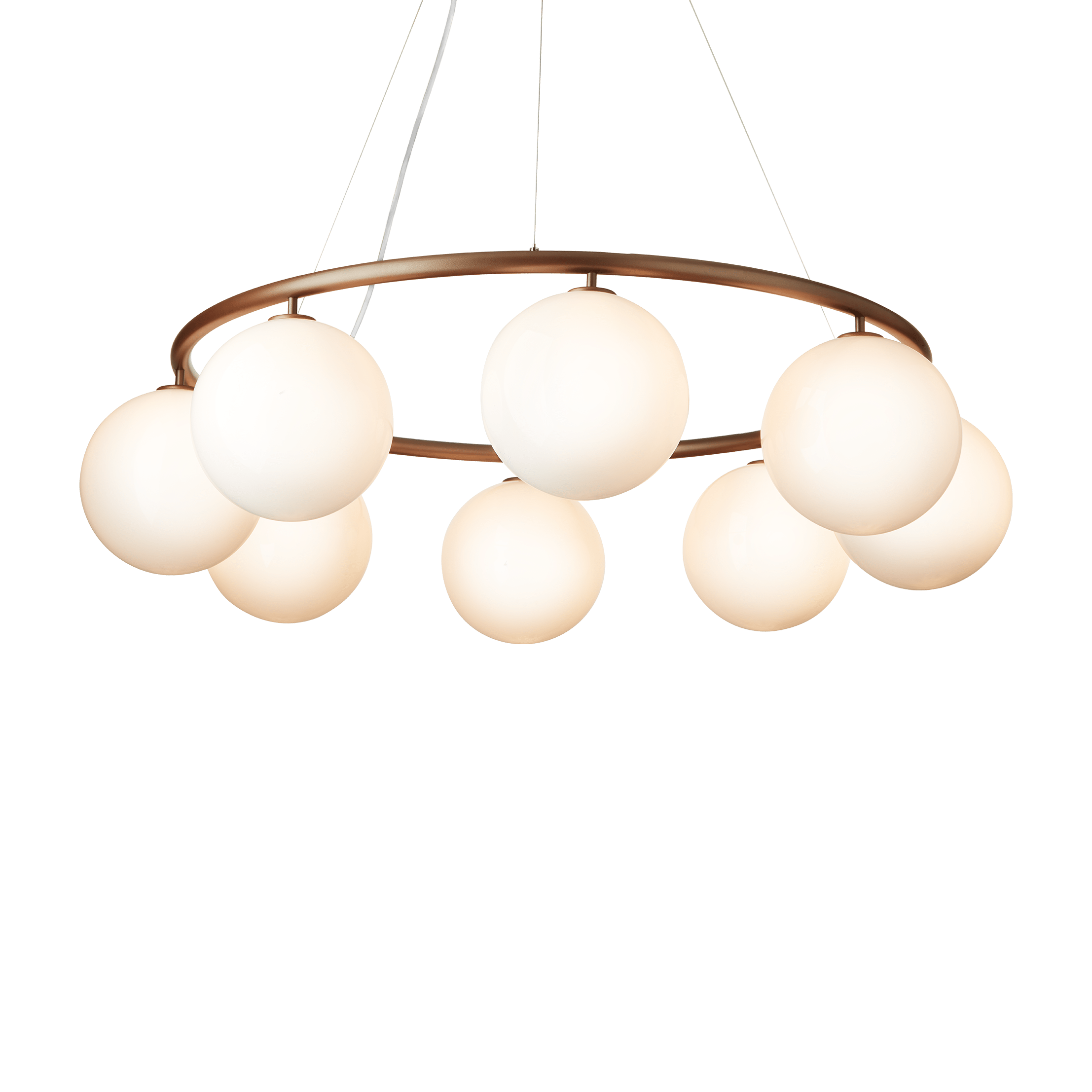Pendelleuchte MIIRA 8 CIRCULAR dunkelbraun mit opalem Glas