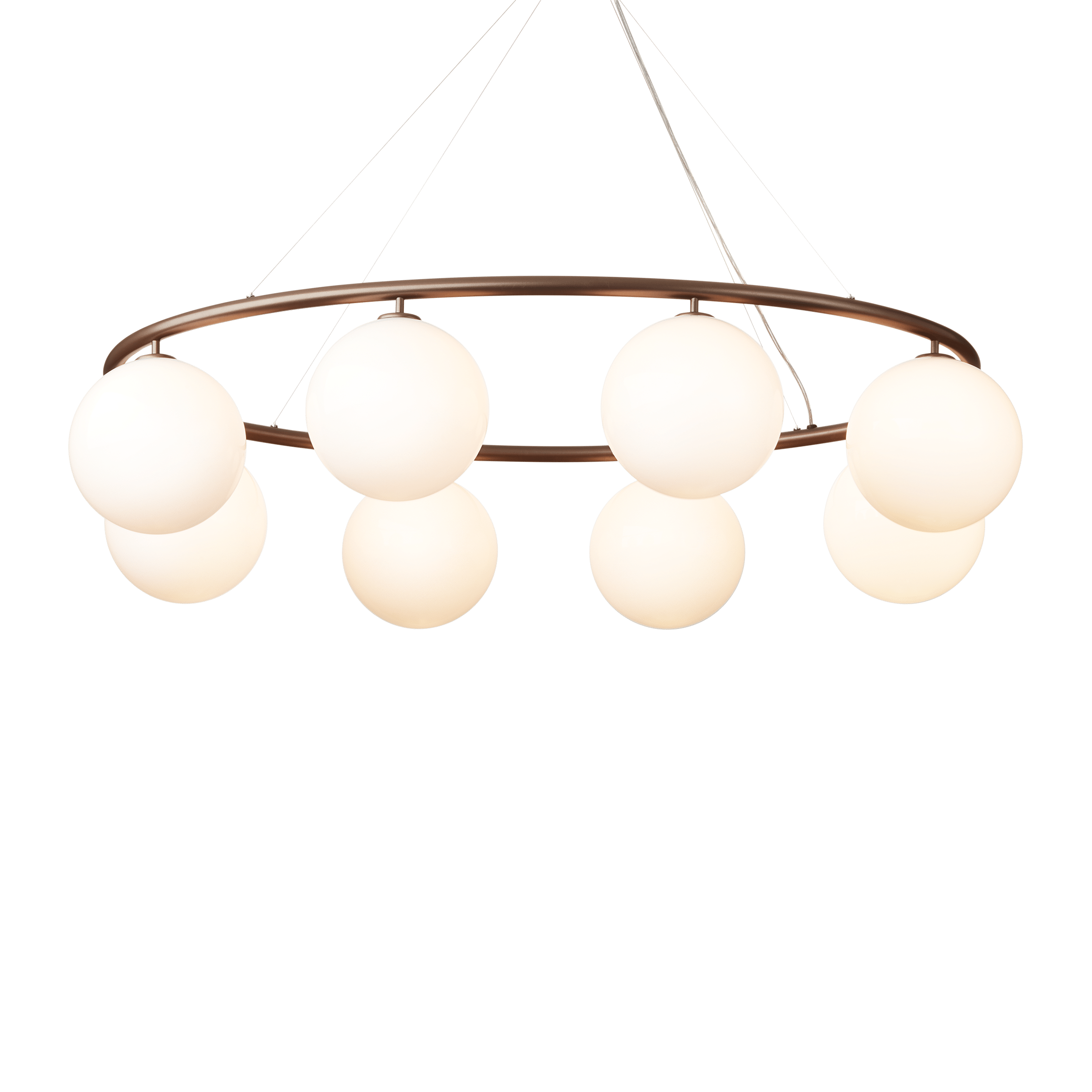 Lampa wisząca MIIRA 8 OVAL ciemnobrązowy z opalowym szkłem – Nuura