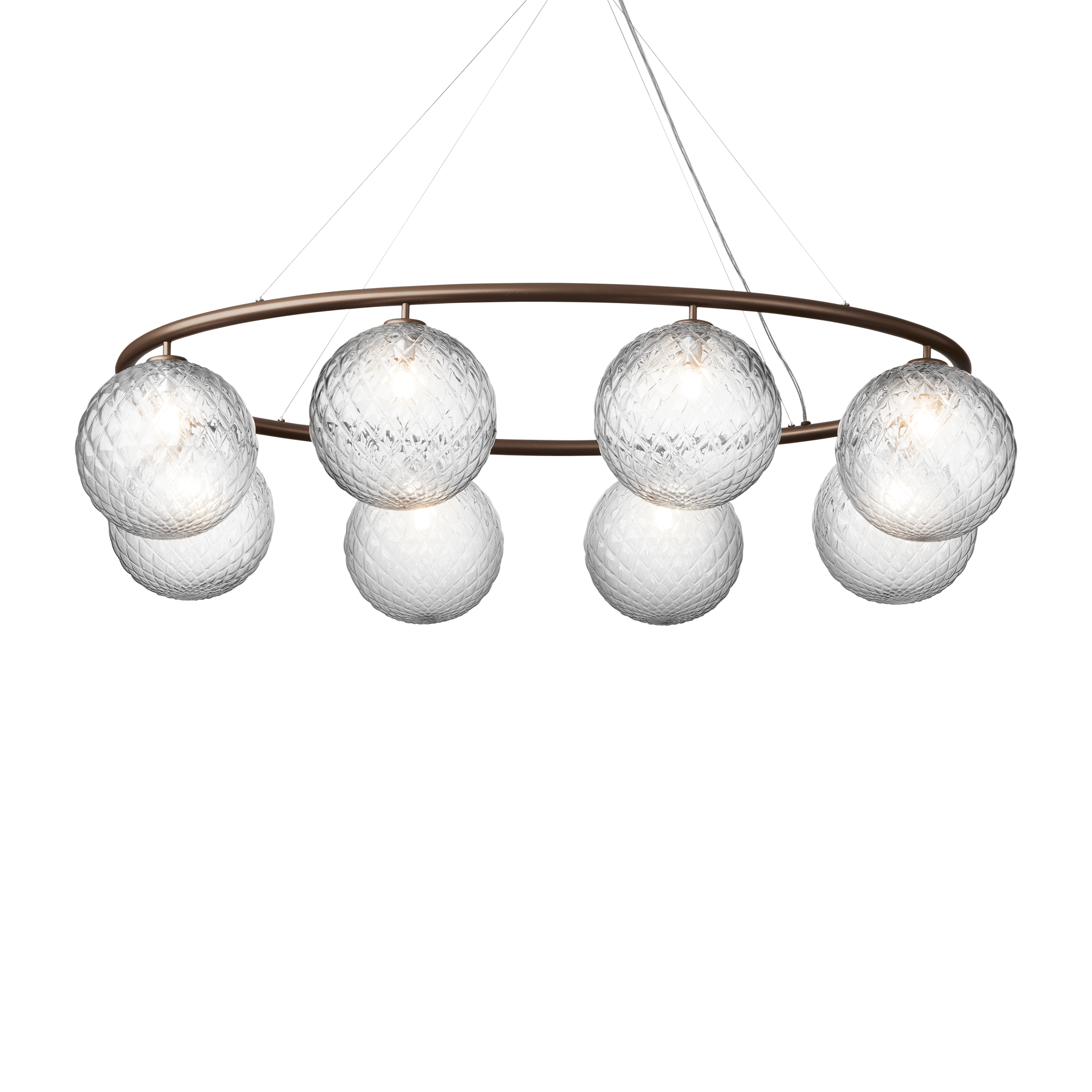 Pendelleuchte MIIRA 8 OVAL dunkelbraun mit transparentem Glas