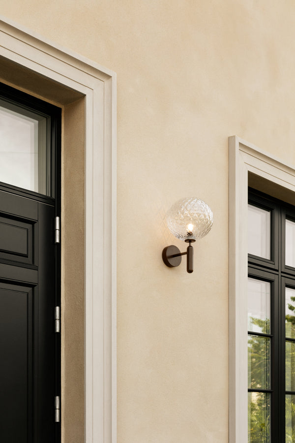 Outdoor Wall Lamp MIIRA Dark Brown with Transparent Glass