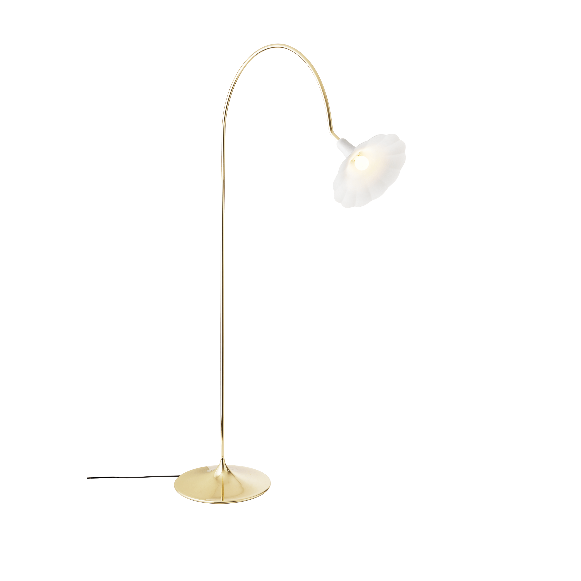 Vloerlamp PETALII wit met een messing voet