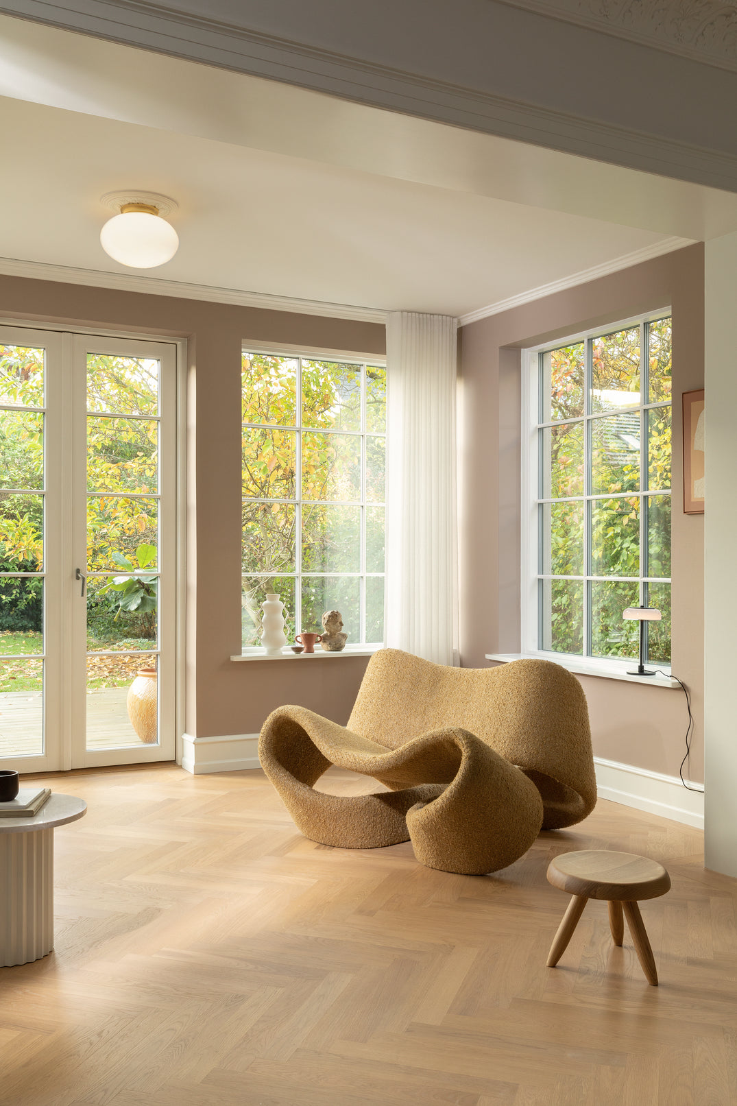 Deckenleuchte RIZZATTO 301 aus Messing mit opalem Glas