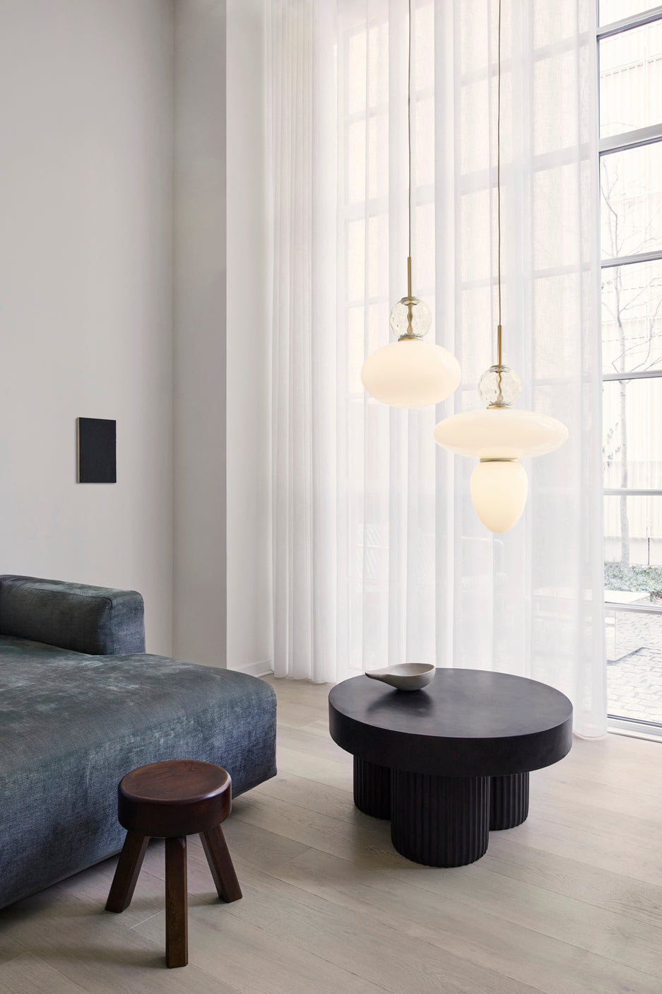 Pendelleuchte RIZZATTO 32 messing mit opalem Glas