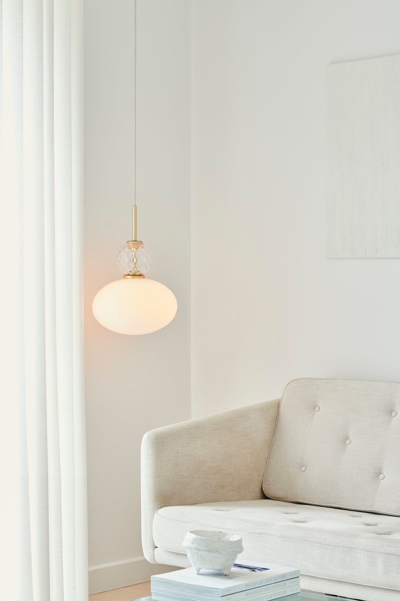 Pendelleuchte RIZZATTO 32 messing mit opalem Glas