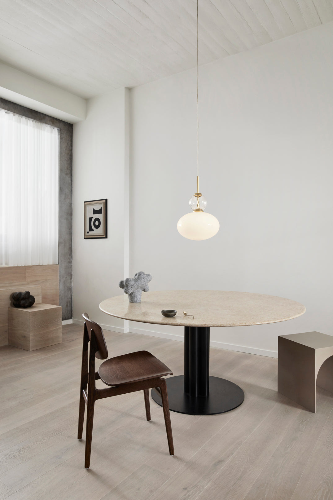 Pendelleuchte RIZZATTO 32 messing mit opalem Glas