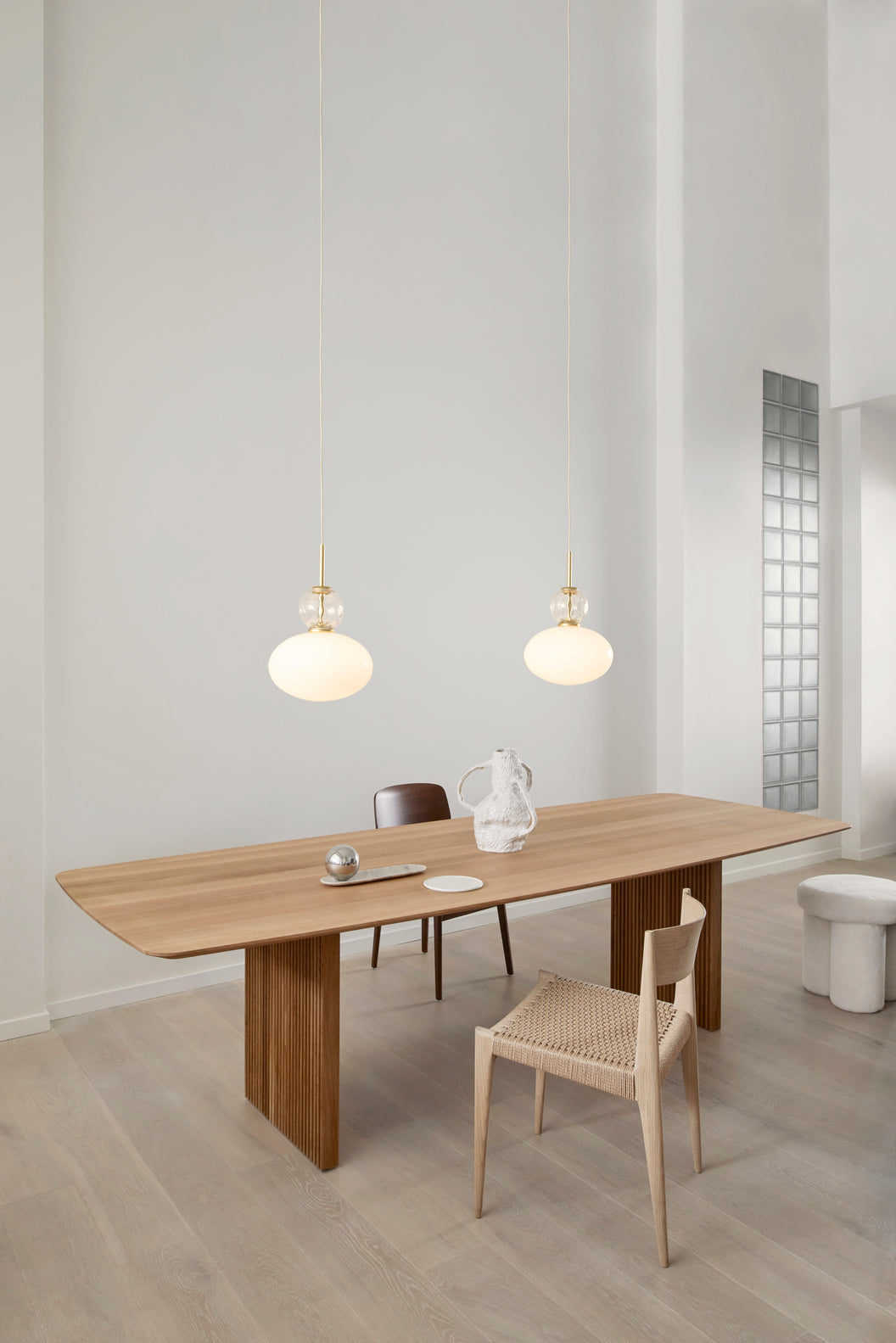 Pendelleuchte RIZZATTO 32 messing mit opalem Glas
