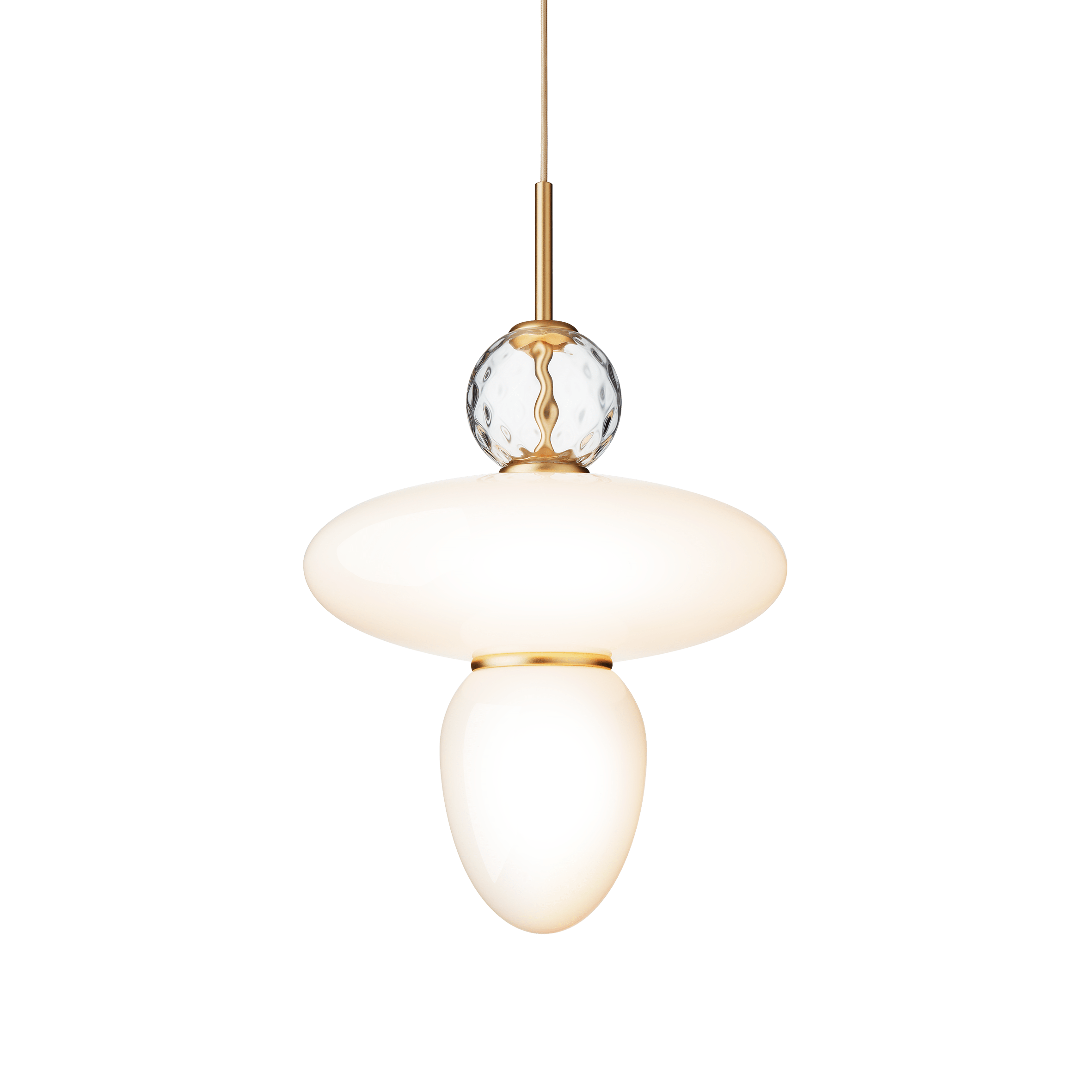 Hanglamp RIZZATTO 43 messing met opaalglas