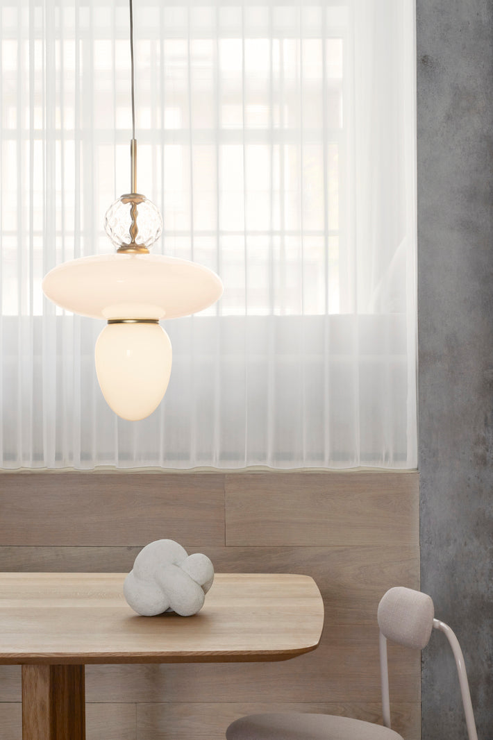 Hanglamp RIZZATTO 43 messing met opaalglas