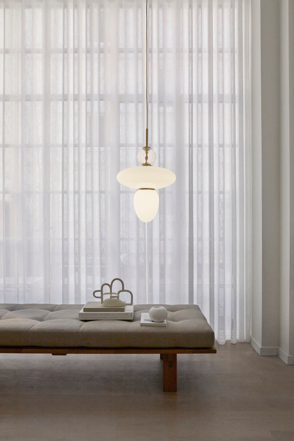 Hanglamp RIZZATTO 43 messing met opaalglas