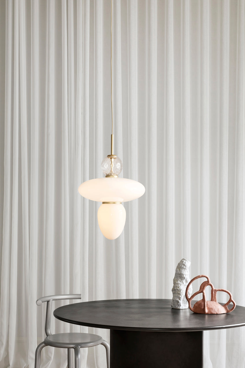 Hanglamp RIZZATTO 43 messing met opaalglas