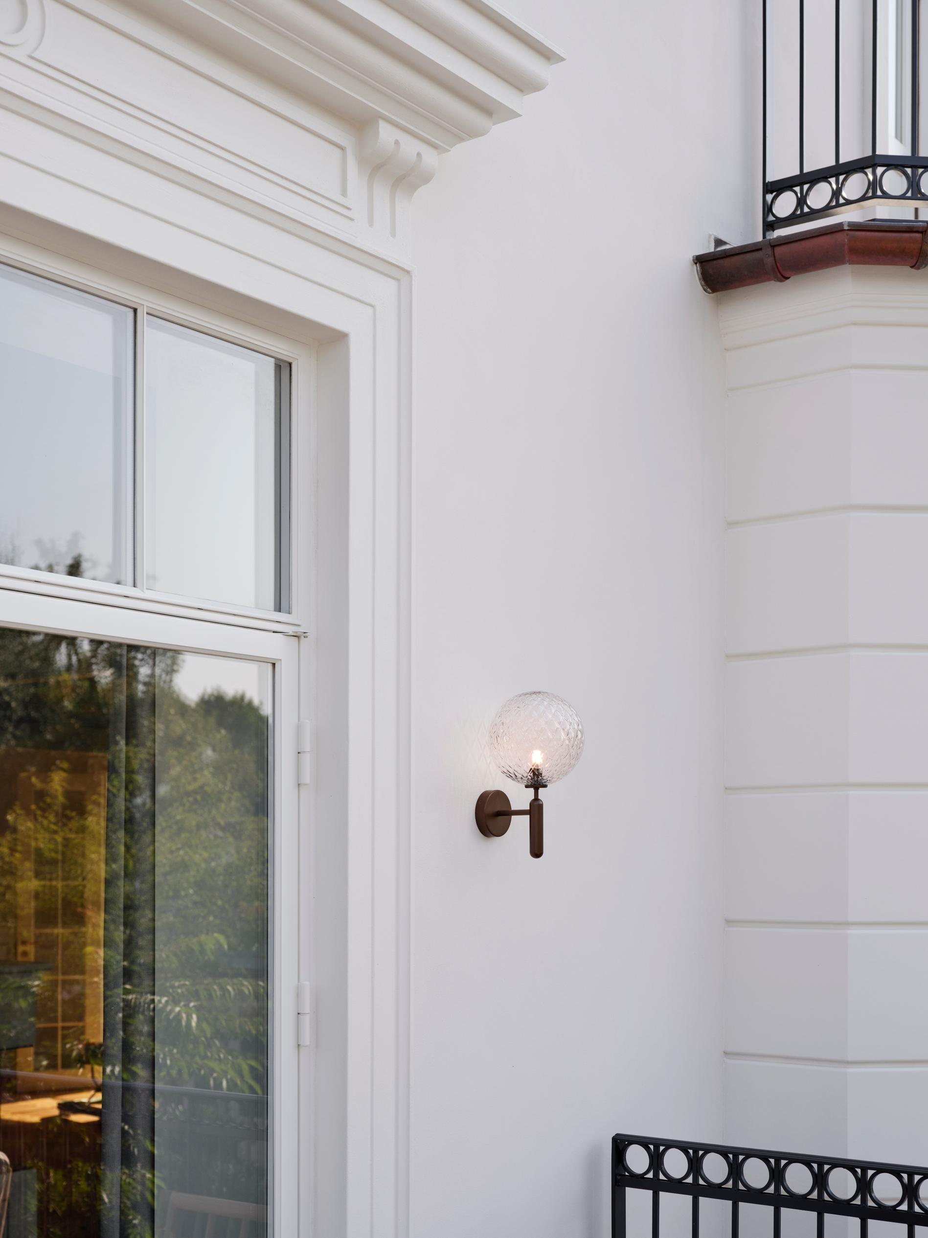 Outdoor Wall Lamp MIIRA Dark Brown with Transparent Glass