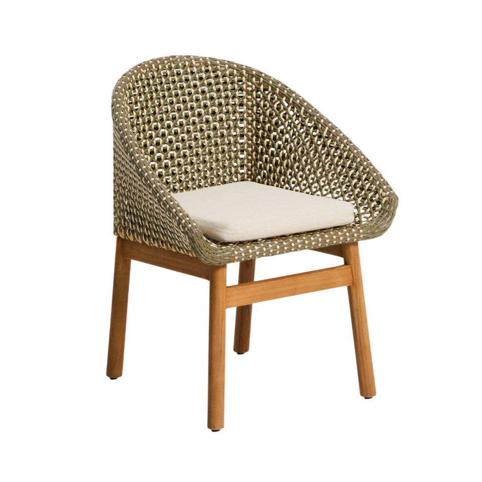 Gartenstuhl OLBIA aus synthetischem Rattan und Teakholz