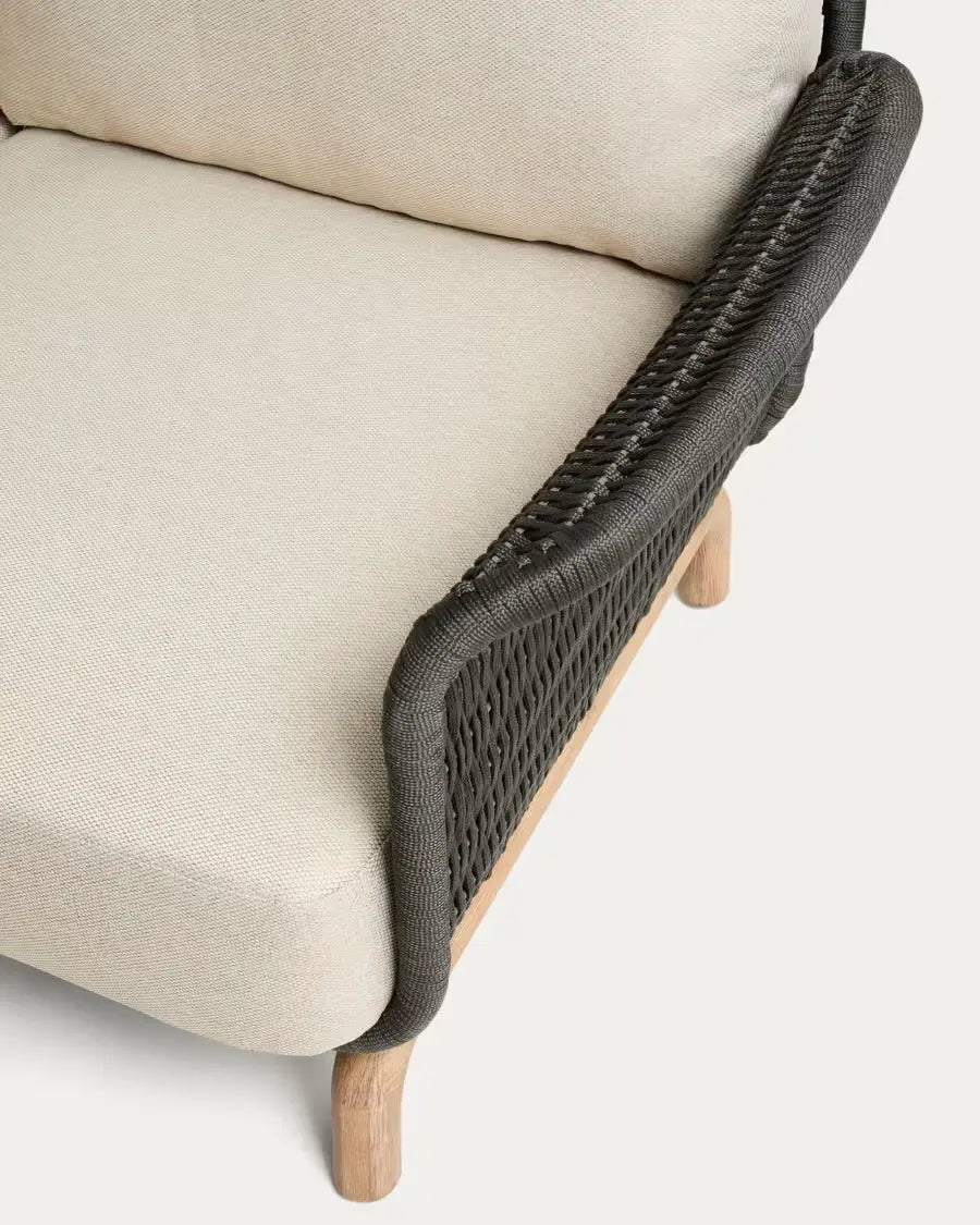 Sofa ogrodowa 3-osobowa ALIPA czarny z beżowym – Kave Home