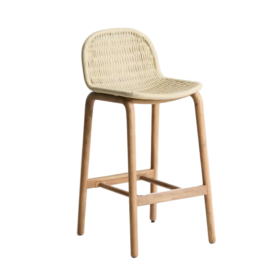 ALIPA Outdoor Bar Chair Beige with Acacia Wood