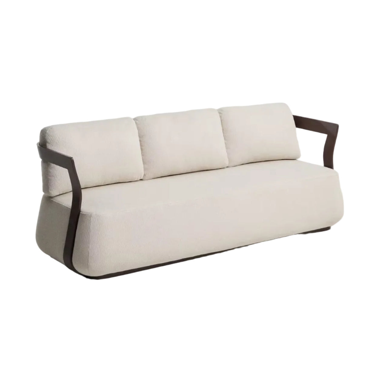 Sofa ogrodowa 3-osobowa TAMARIS ecru z brązową podstawą – Kave Home