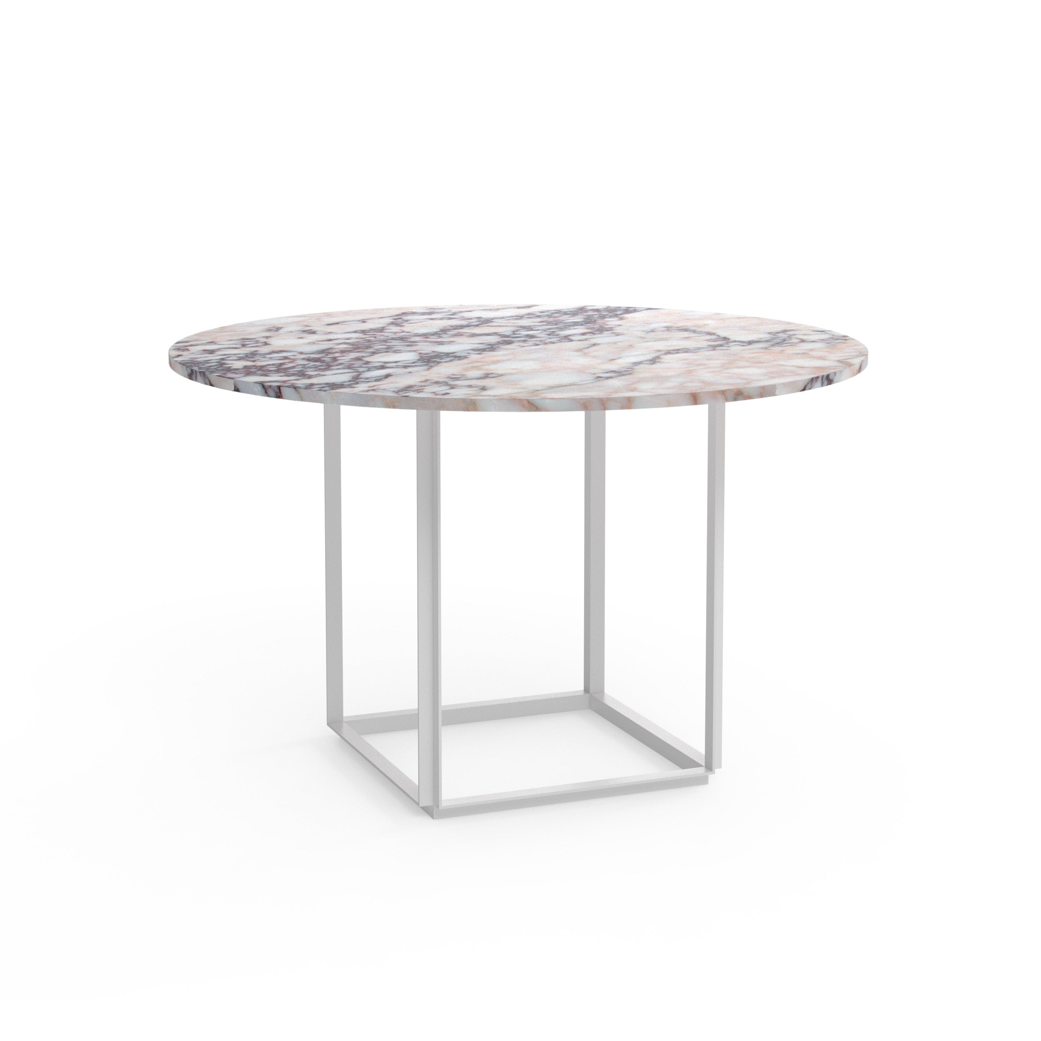 Ronde tafel FLORENCE wit-paarse marmer met witte voet